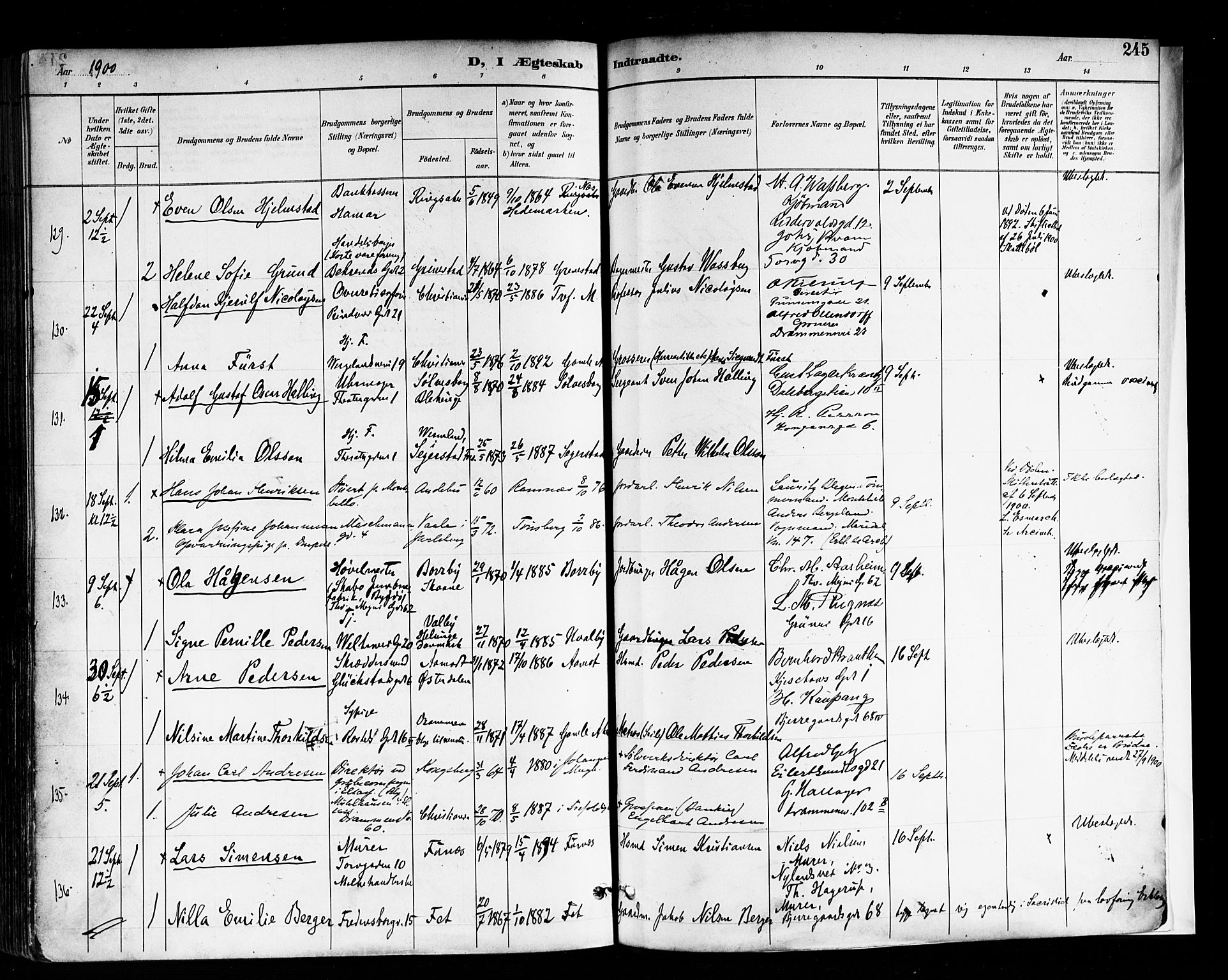 Trefoldighet prestekontor Kirkebøker, AV/SAO-A-10882/F/Fc/L0004: Ministerialbok nr. III 4, 1891-1900, s. 245