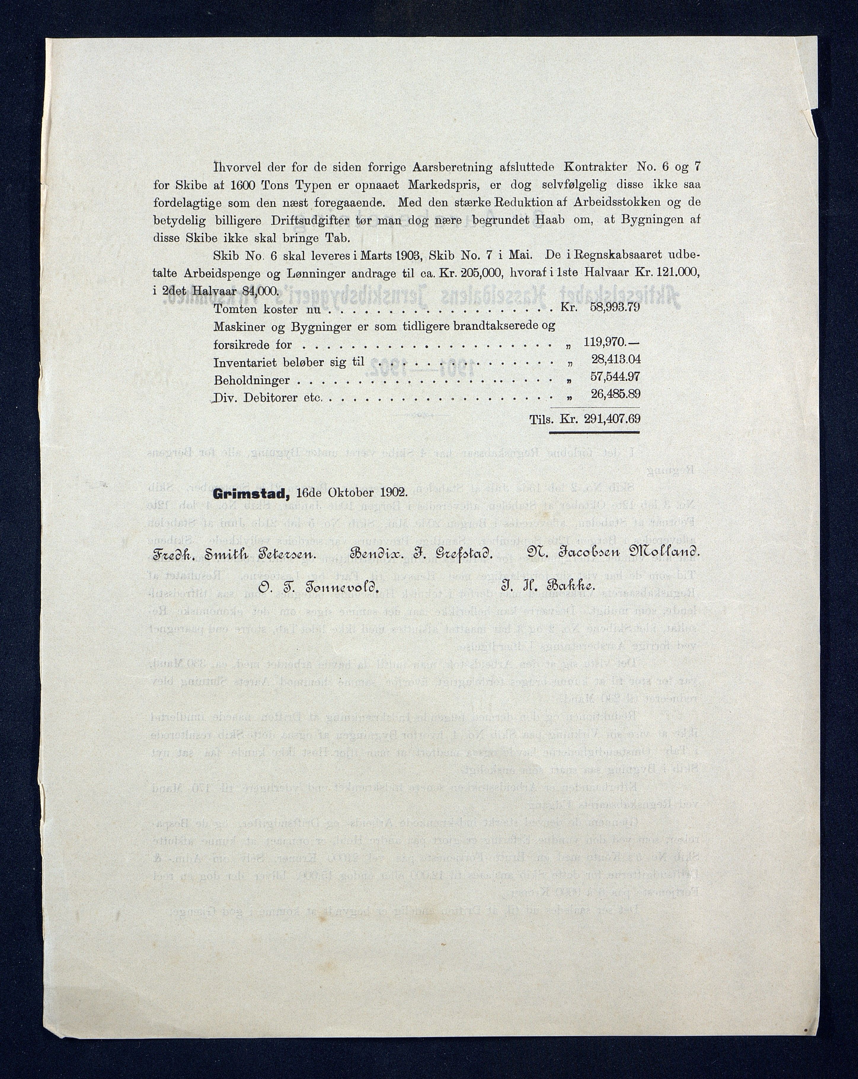 Grefstad & Herlofson, AAKS/PA-1127a/B/02/L0009: 58. A/S Hasseldalen Jernskibsbyggeri, 1899-1907