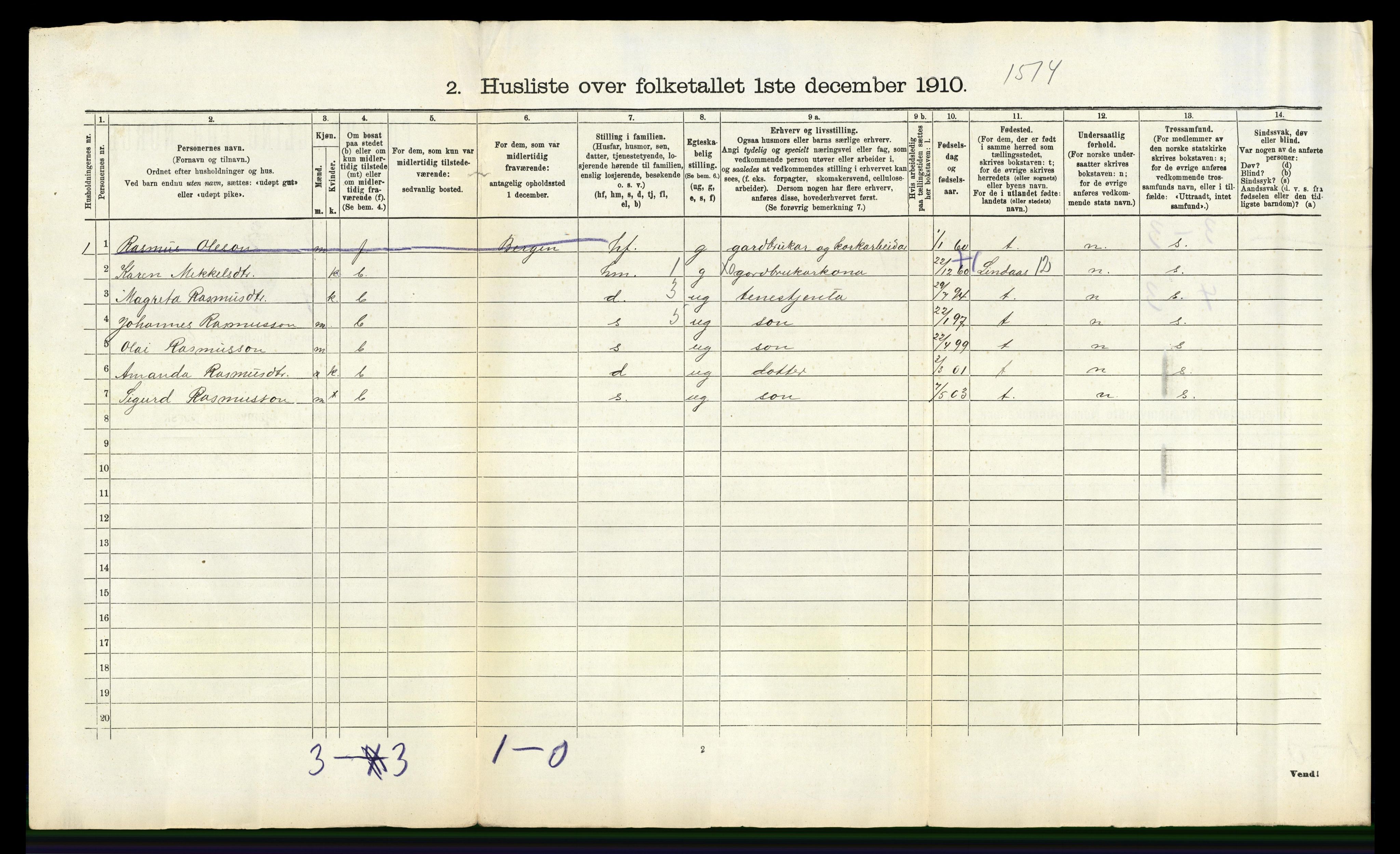 RA, Folketelling 1910 for 1261 Manger herred, 1910, s. 64