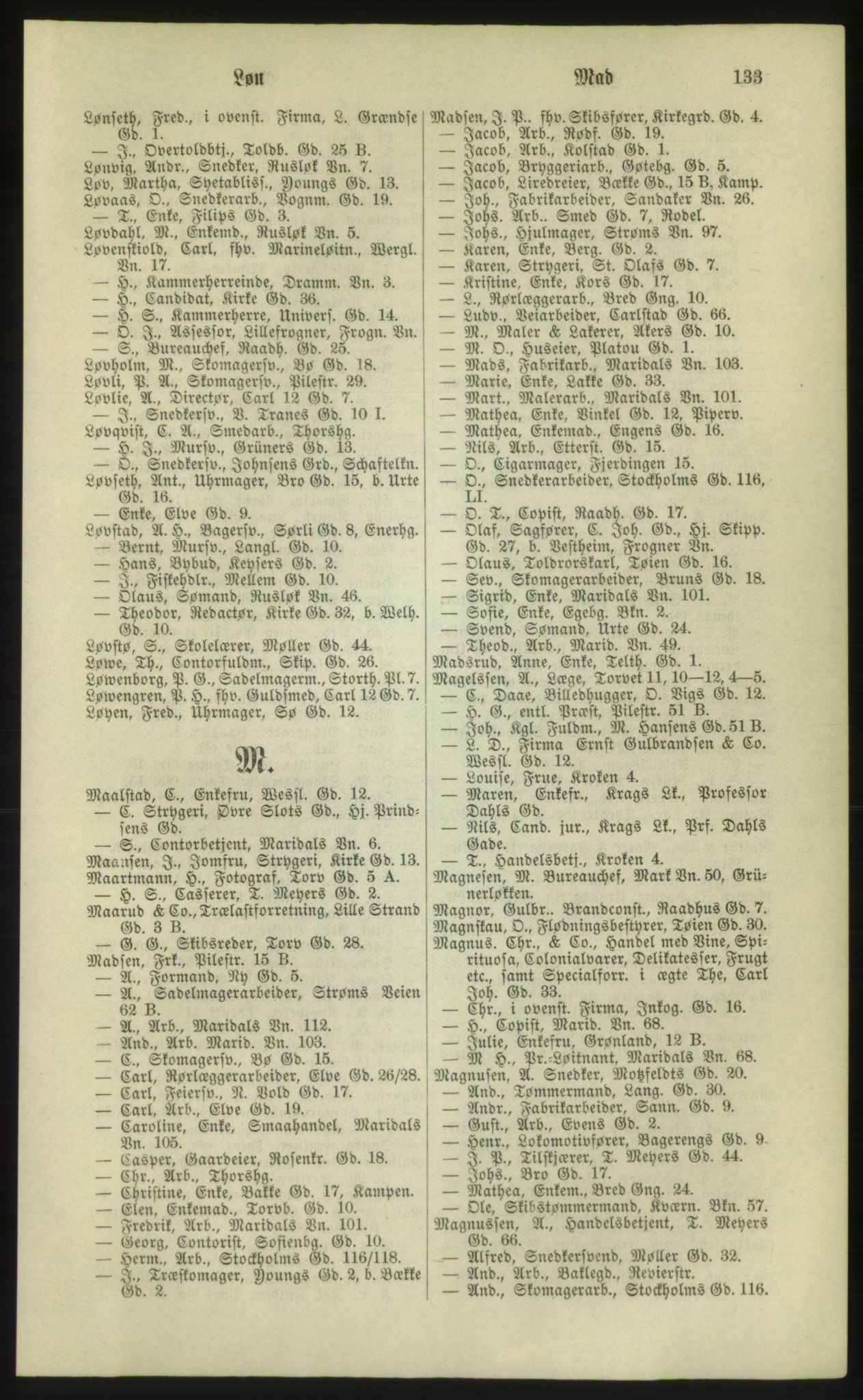 Kristiania/Oslo adressebok, PUBL/-, 1881, s. 133