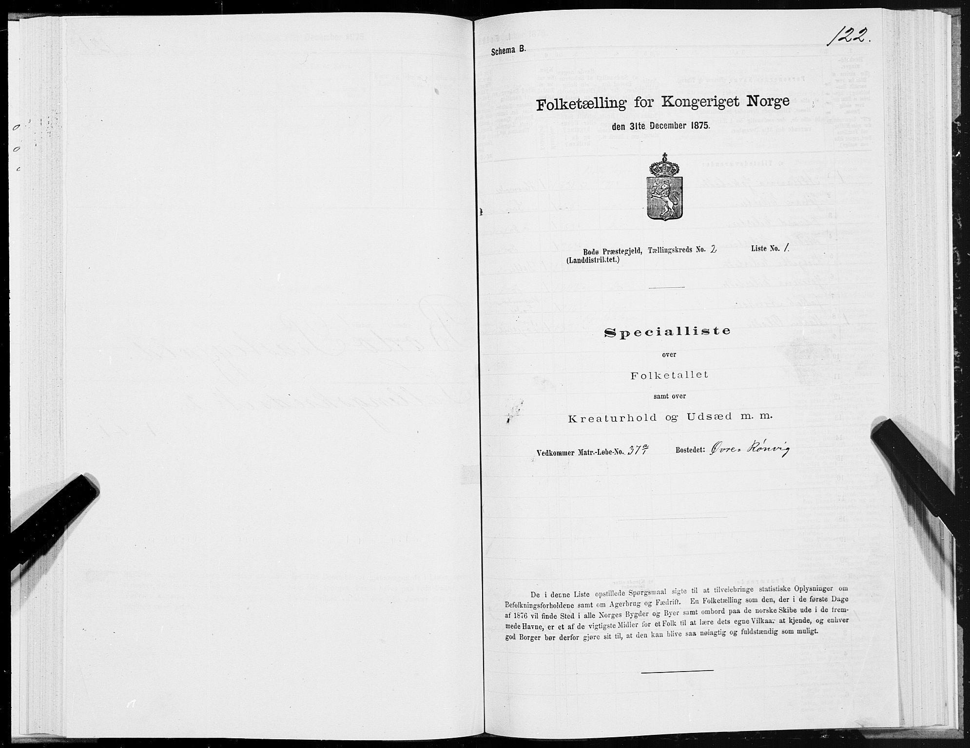 SAT, Folketelling 1875 for 1843L Bodø prestegjeld, Bodø landsokn, 1875, s. 1122