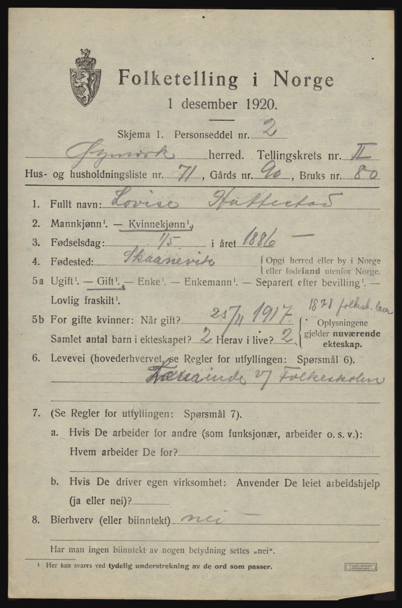 SAO, Folketelling 1920 for 0119 Øymark herred, 1920, s. 2187