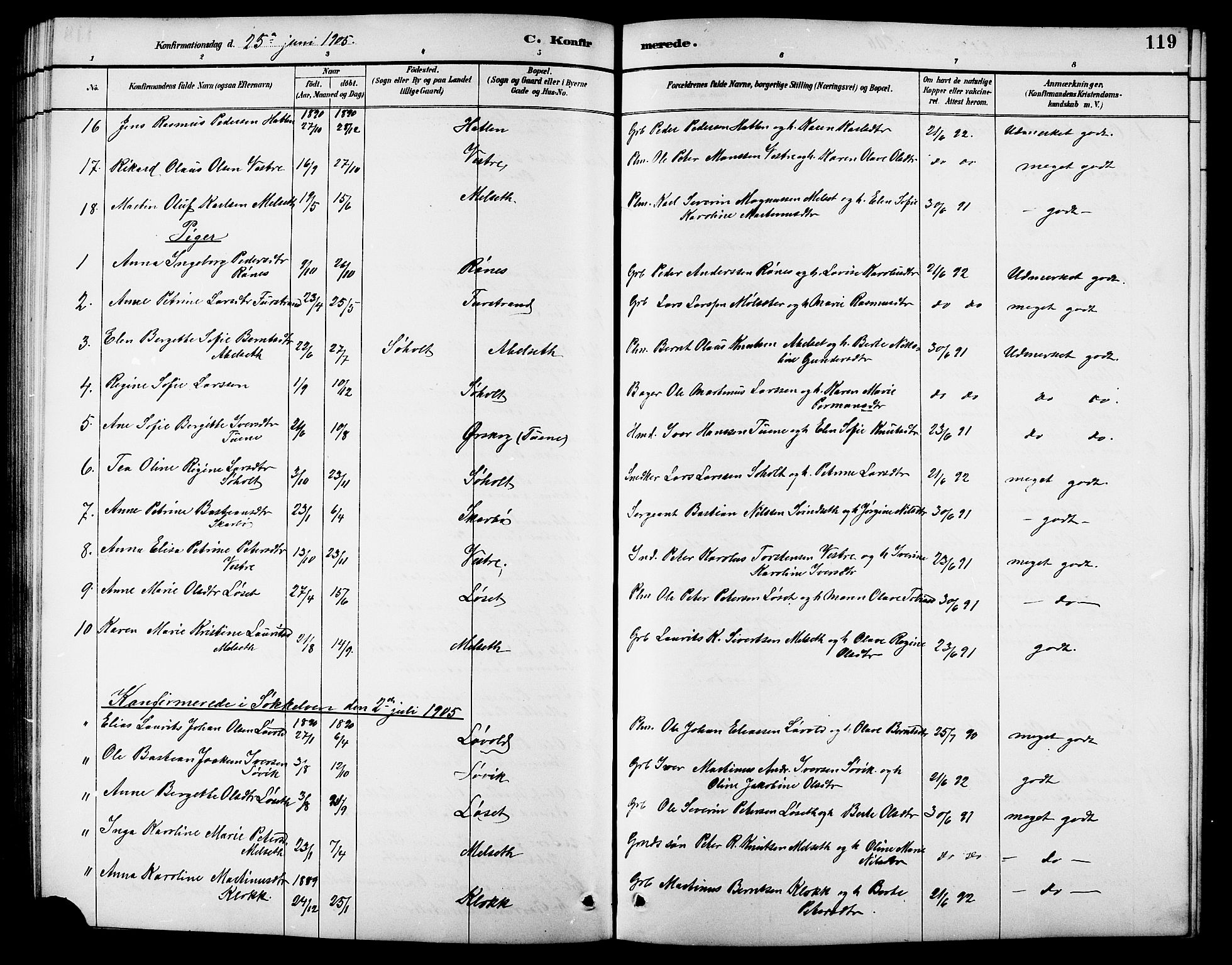 Ministerialprotokoller, klokkerbøker og fødselsregistre - Møre og Romsdal, AV/SAT-A-1454/522/L0327: Klokkerbok nr. 522C06, 1890-1915, s. 119
