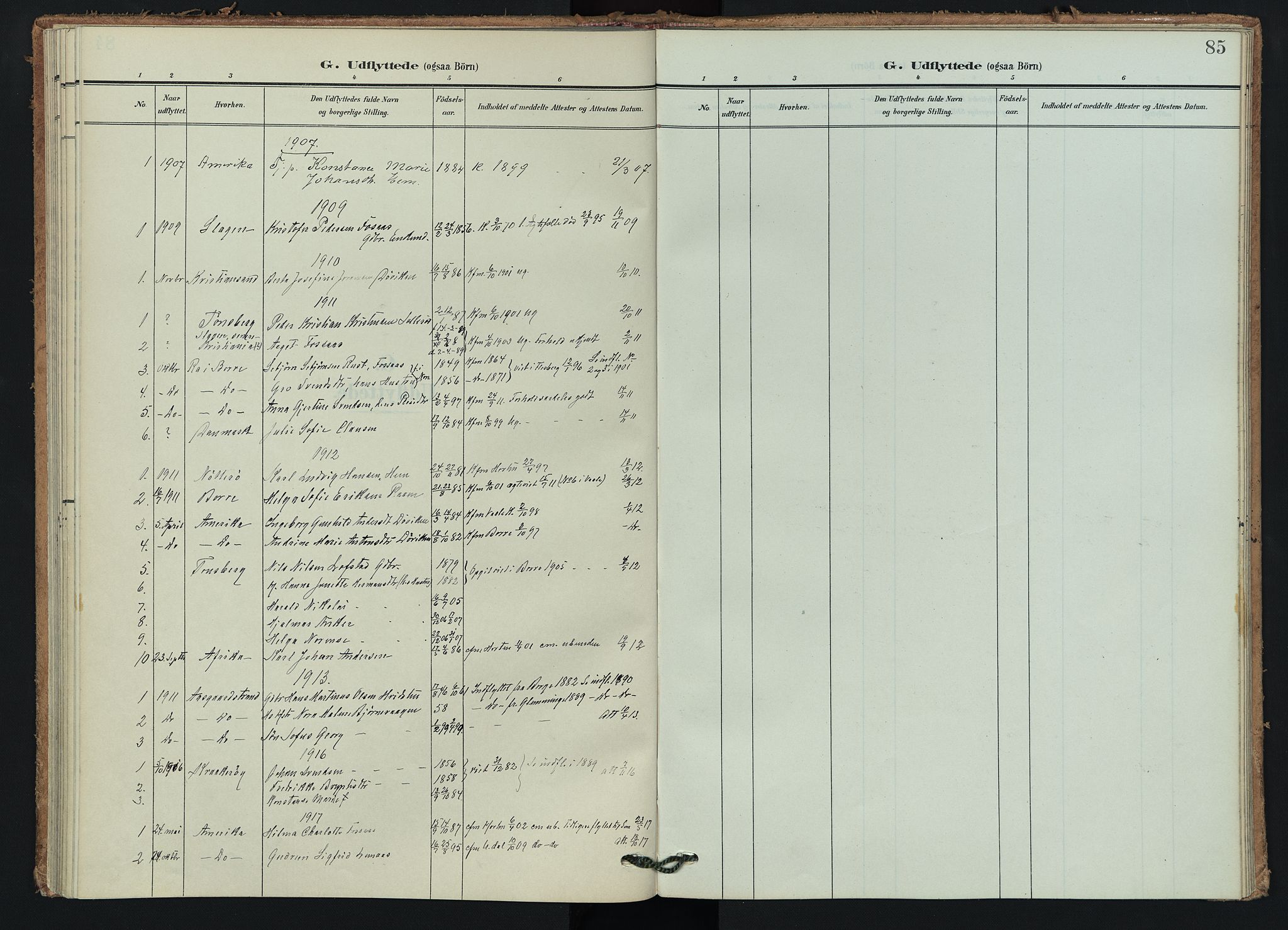 Våle kirkebøker, AV/SAKO-A-334/F/Fb/L0003: Ministerialbok nr. II 3, 1907-1936, s. 85
