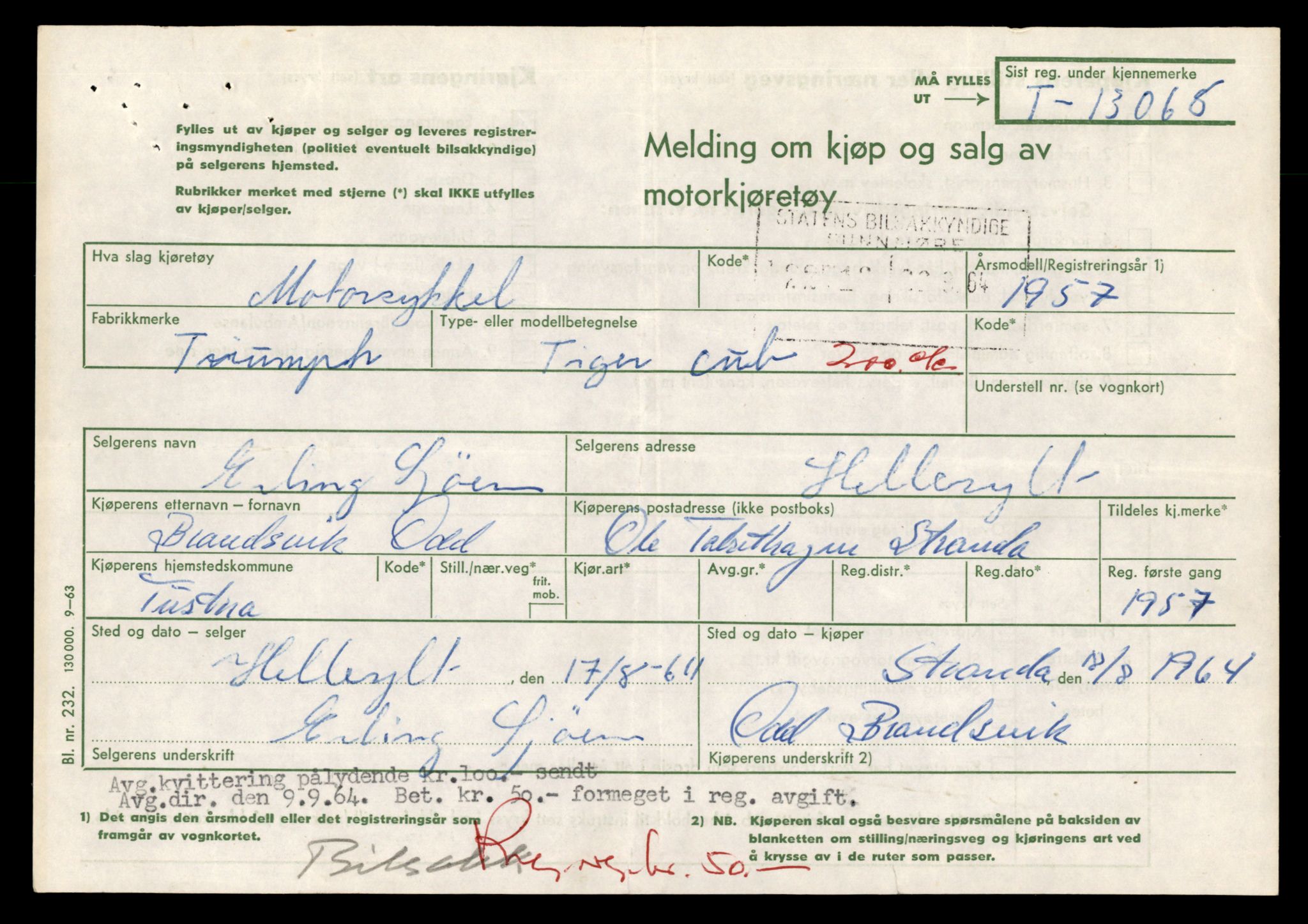 Møre og Romsdal vegkontor - Ålesund trafikkstasjon, AV/SAT-A-4099/F/Fe/L0037: Registreringskort for kjøretøy T 13031 - T 13179, 1927-1998, s. 751