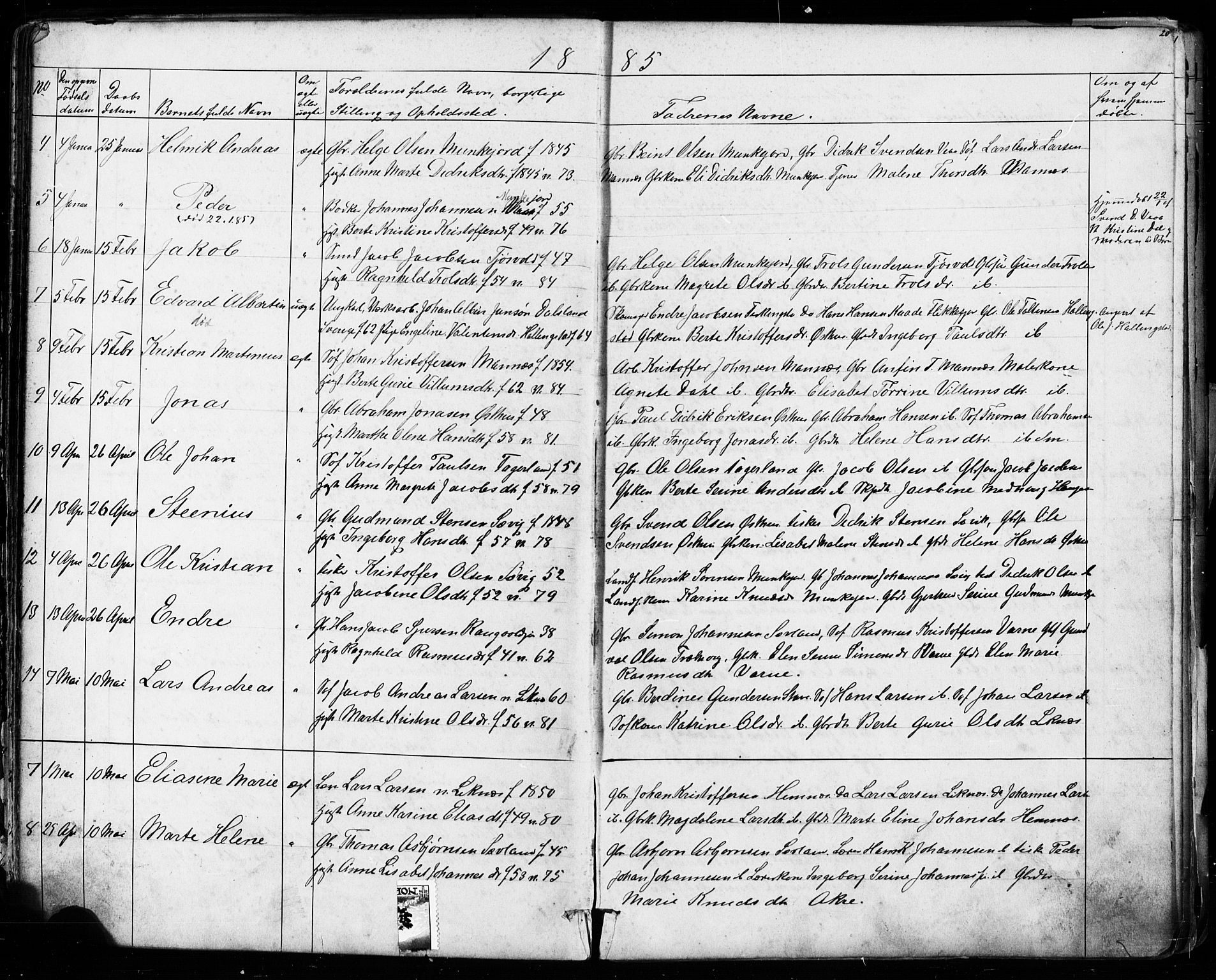 Kopervik sokneprestkontor, AV/SAST-A-101850/H/Ha/Hab/L0002: Klokkerbok nr. B 2, 1881-1905, s. 20