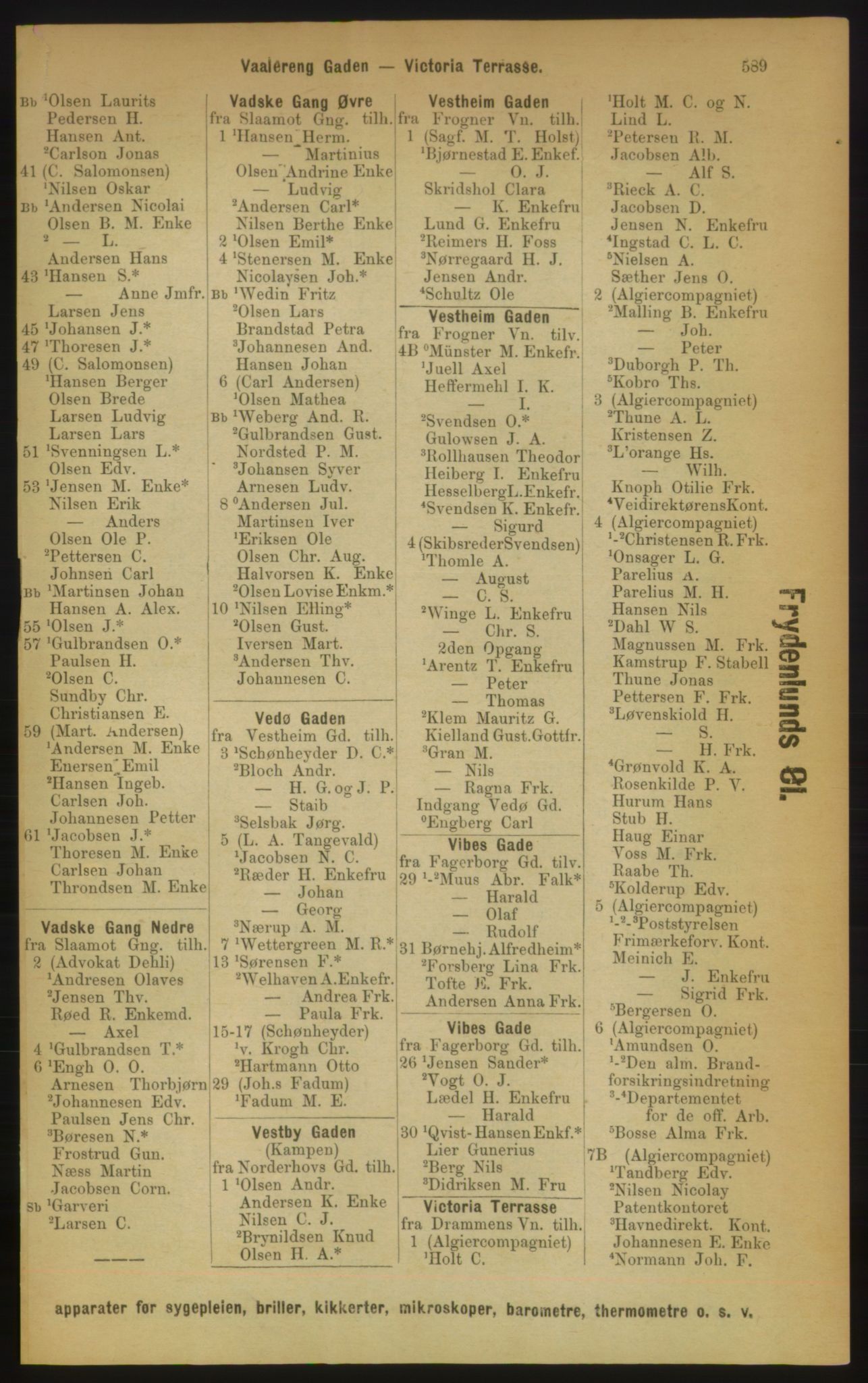 Kristiania/Oslo adressebok, PUBL/-, 1889, s. 589