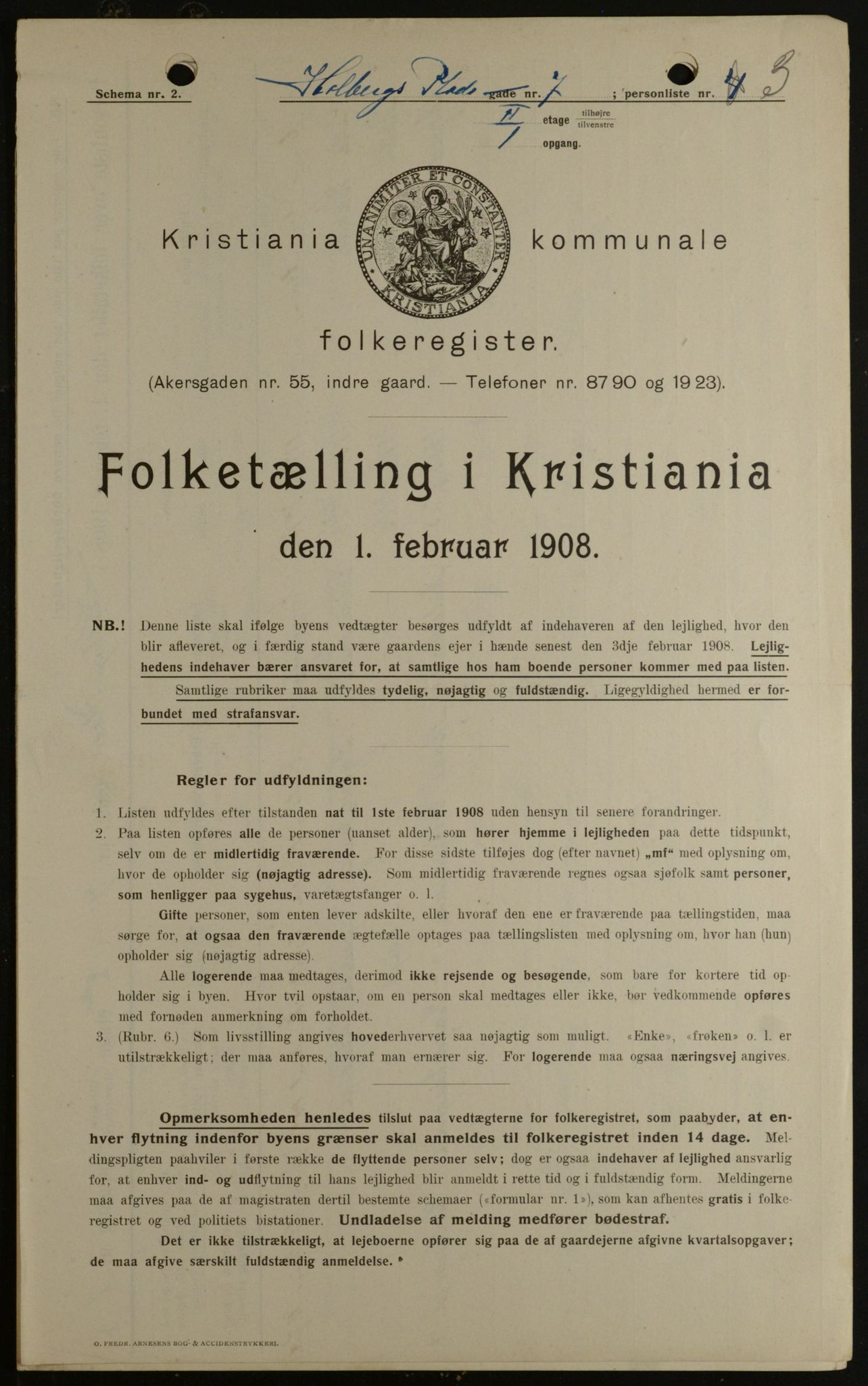 OBA, Kommunal folketelling 1.2.1908 for Kristiania kjøpstad, 1908, s. 36529