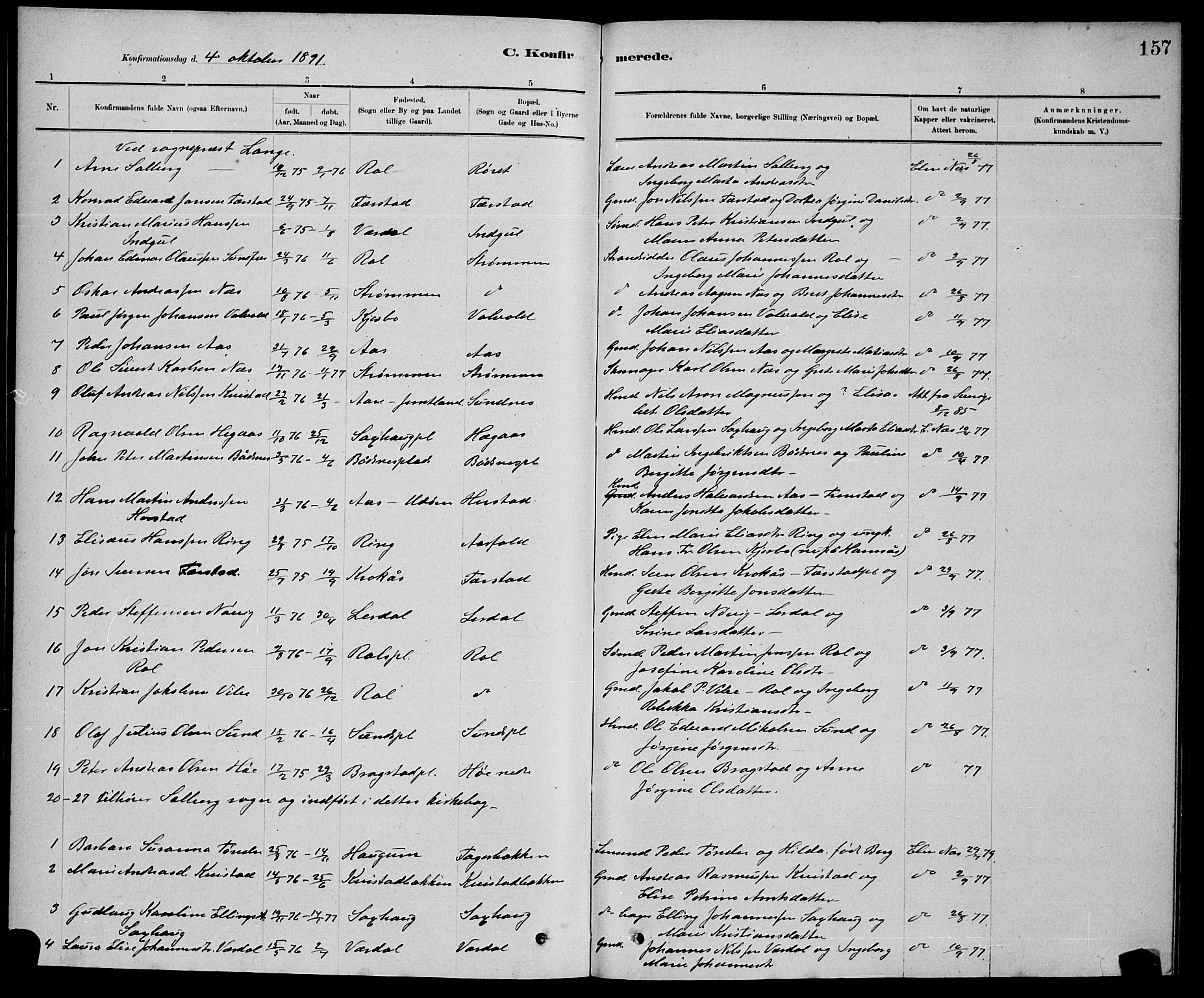 Ministerialprotokoller, klokkerbøker og fødselsregistre - Nord-Trøndelag, SAT/A-1458/730/L0301: Klokkerbok nr. 730C04, 1880-1897, s. 157