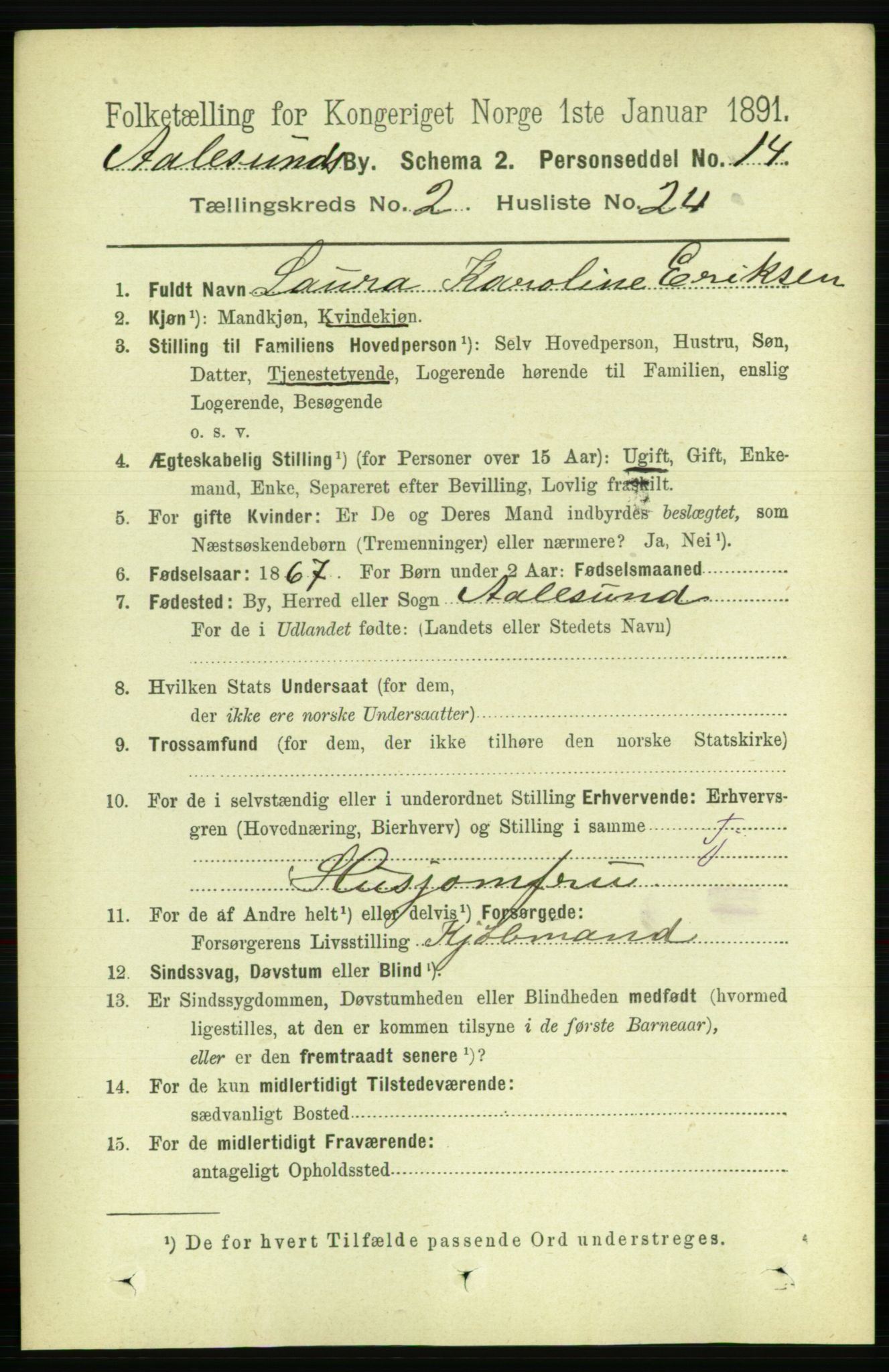 RA, Folketelling 1891 for 1501 Ålesund kjøpstad, 1891, s. 1997