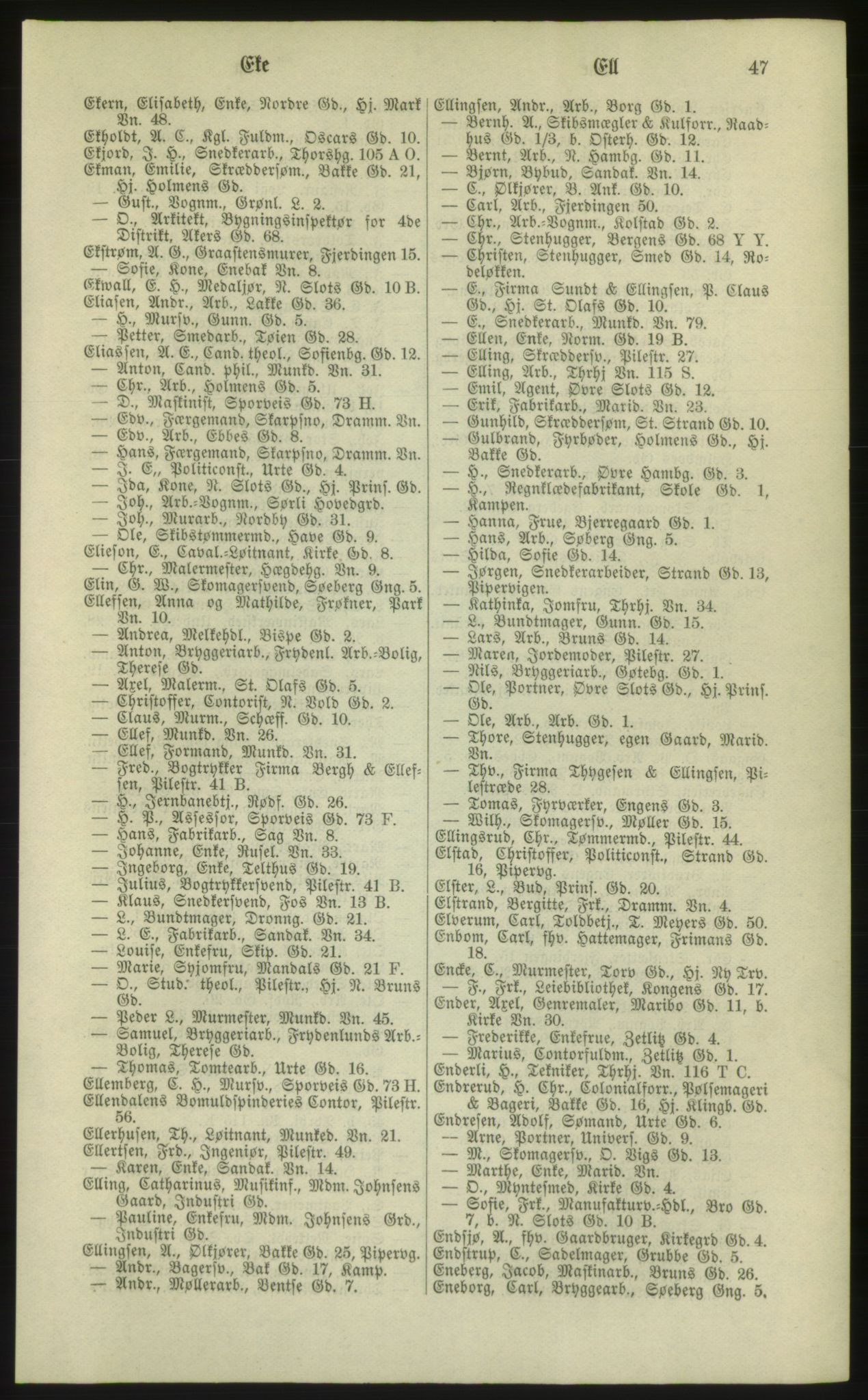 Kristiania/Oslo adressebok, PUBL/-, 1881, s. 47