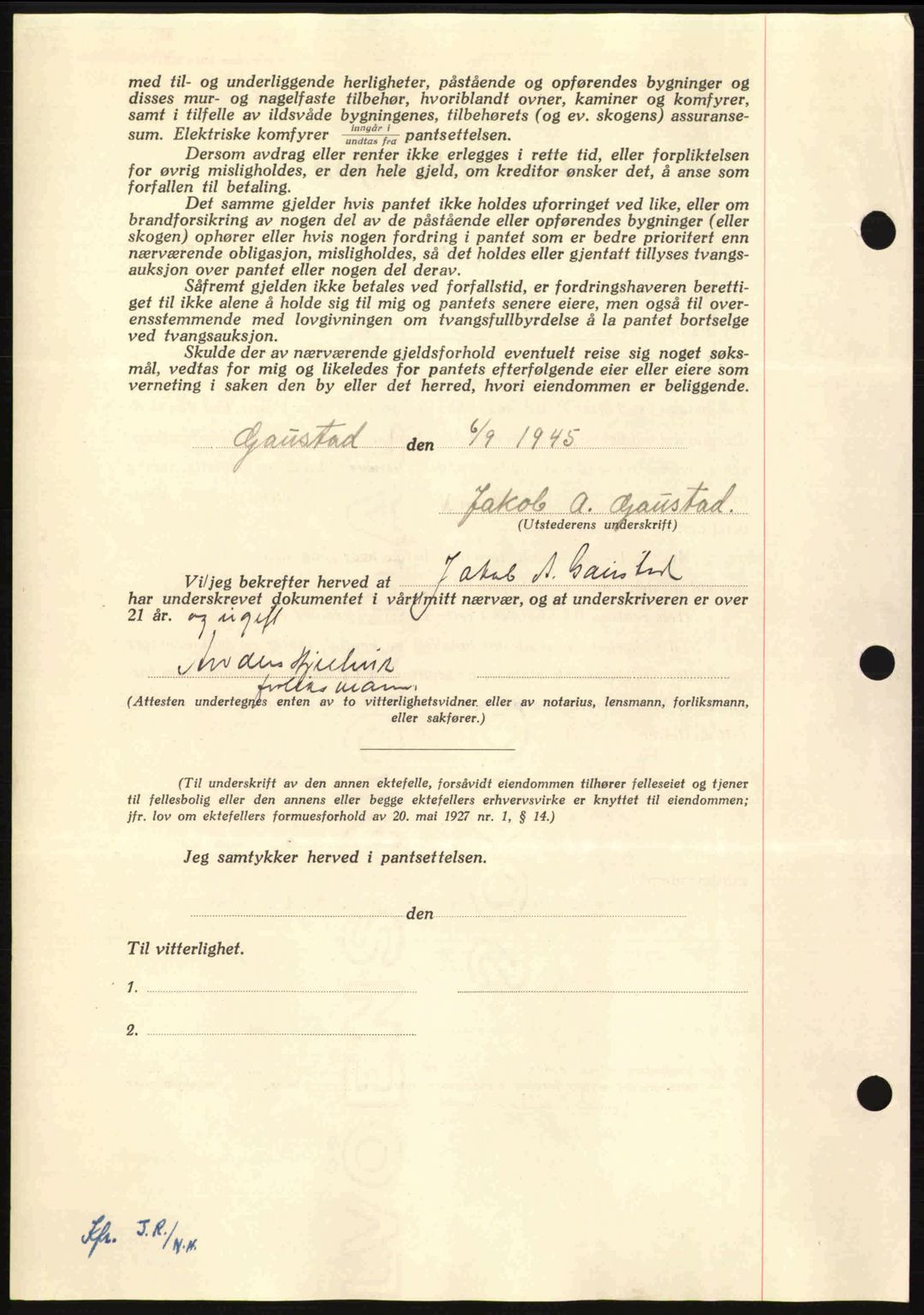 Nordmøre sorenskriveri, AV/SAT-A-4132/1/2/2Ca: Pantebok nr. B92, 1944-1945, Dagboknr: 1243/1945