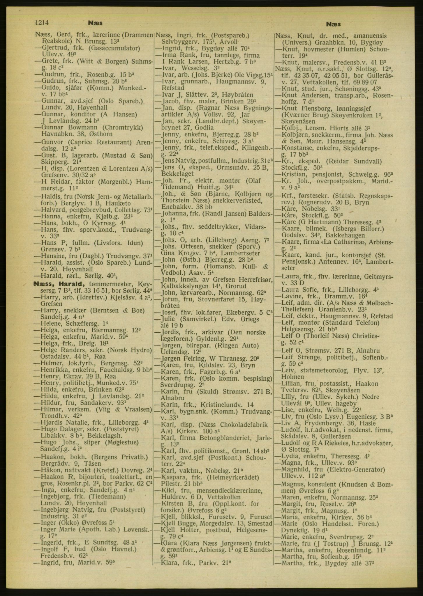 Kristiania/Oslo adressebok, PUBL/-, 1956-1957, s. 1214