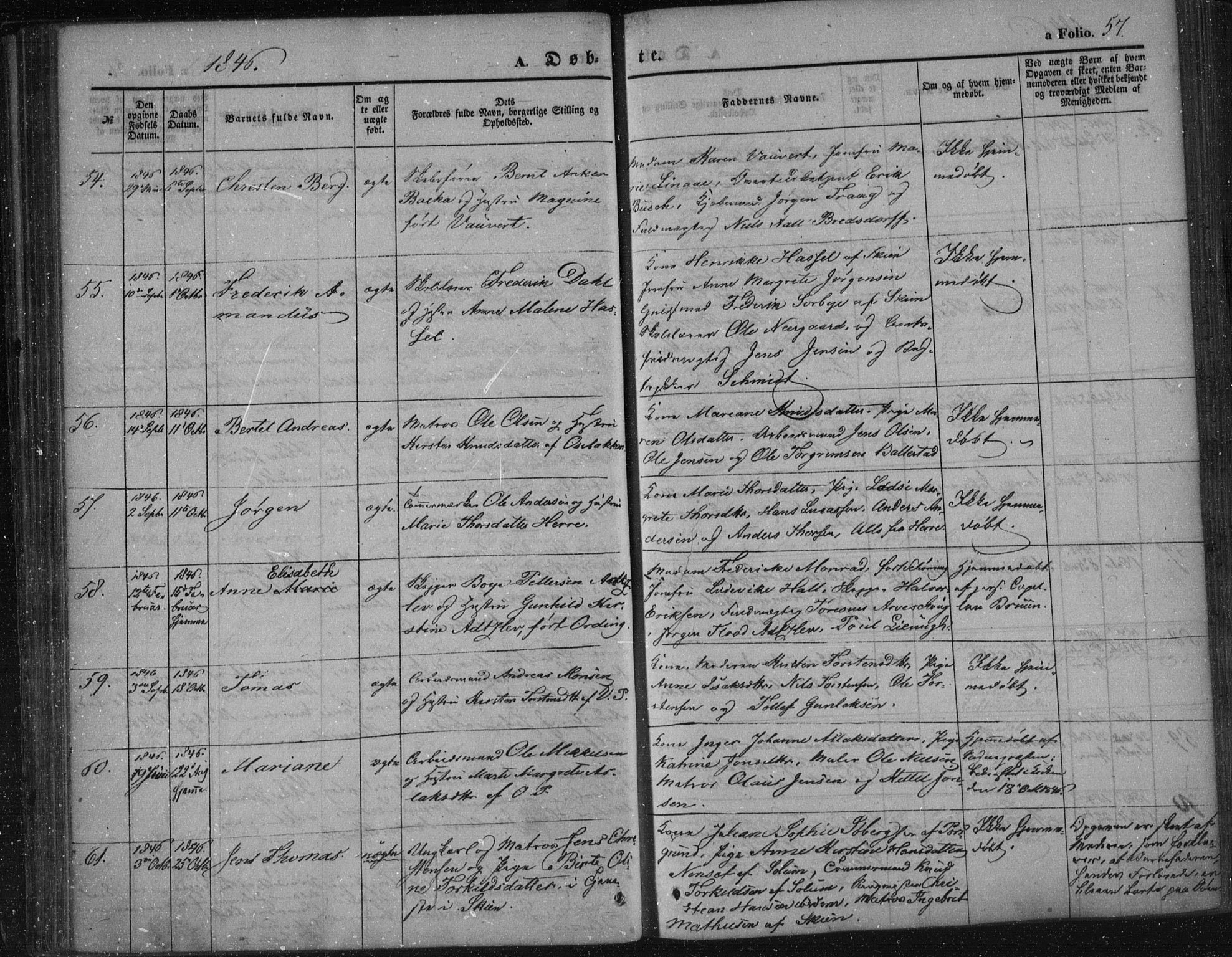Porsgrunn kirkebøker , AV/SAKO-A-104/F/Fa/L0006: Ministerialbok nr. 6, 1841-1857, s. 57