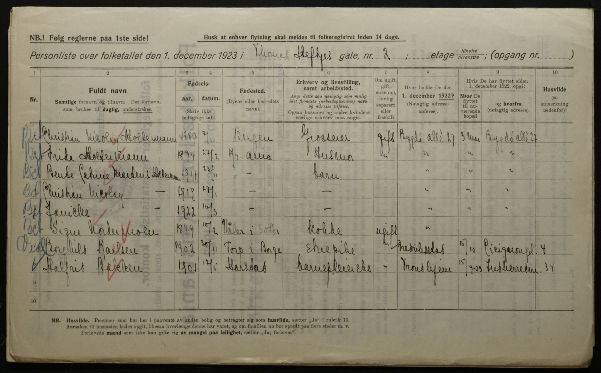 OBA, Kommunal folketelling 1.12.1923 for Kristiania, 1923, s. 120221