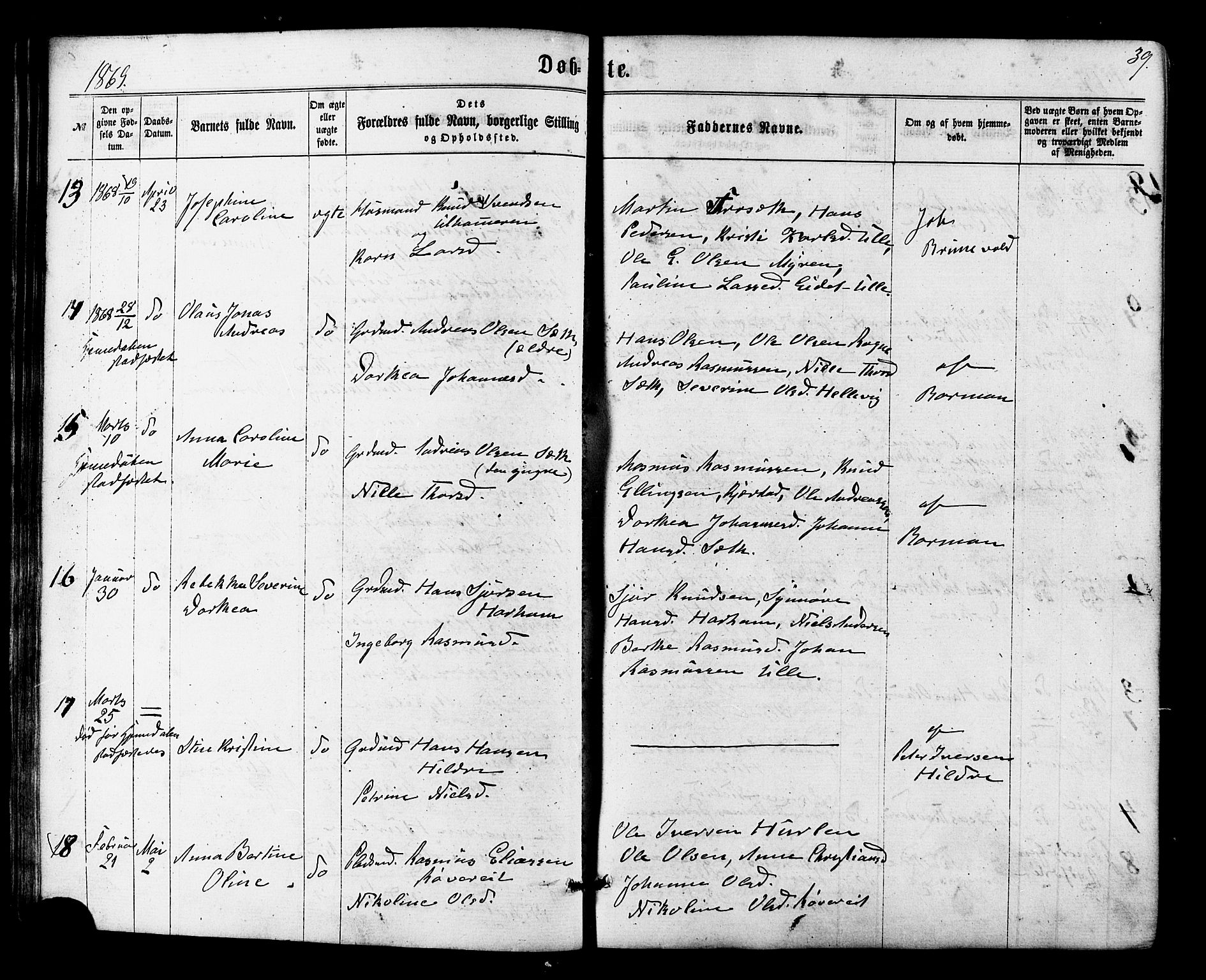 Ministerialprotokoller, klokkerbøker og fødselsregistre - Møre og Romsdal, SAT/A-1454/536/L0498: Ministerialbok nr. 536A07, 1862-1875, s. 39
