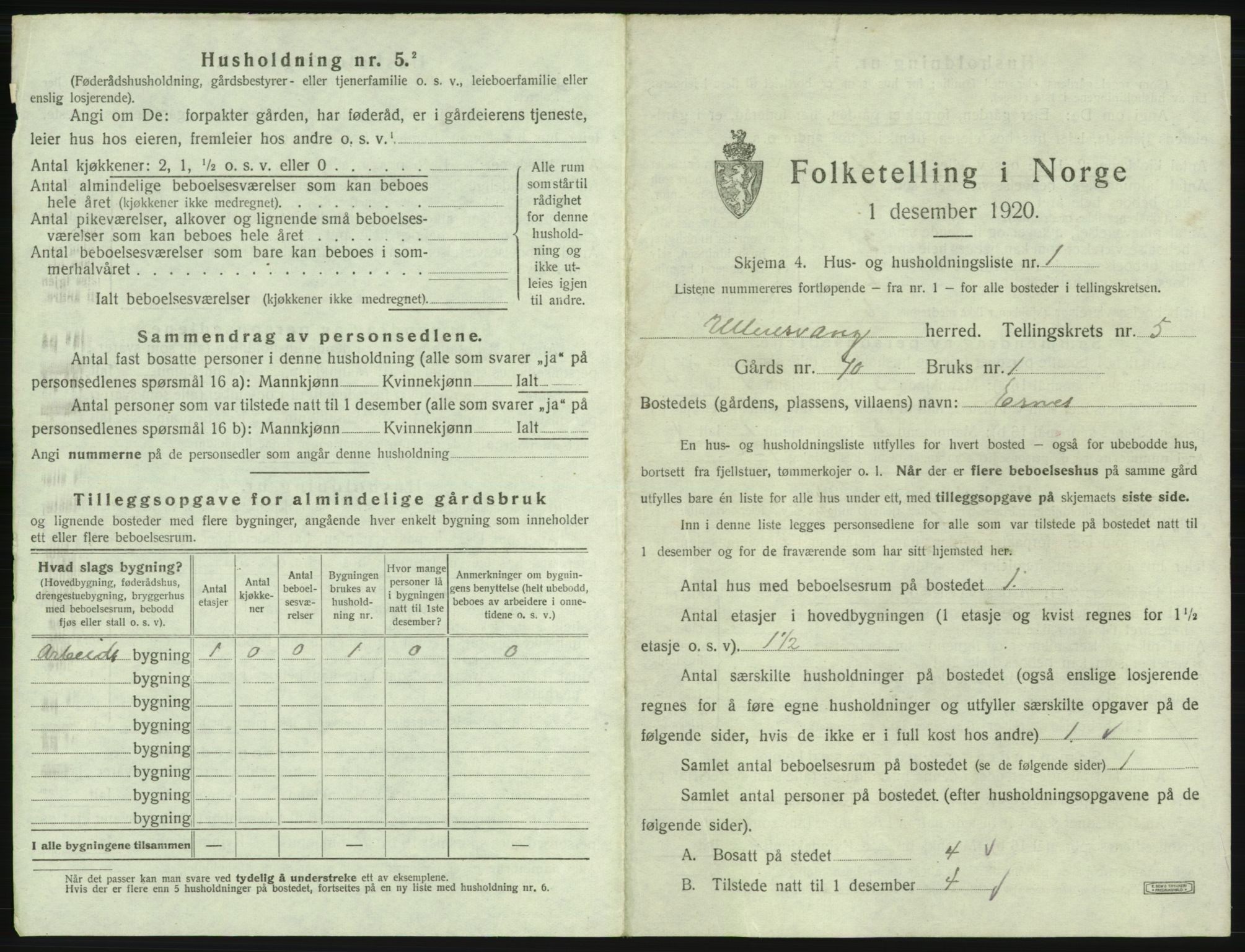 SAB, Folketelling 1920 for 1230 Ullensvang herred, 1920, s. 348