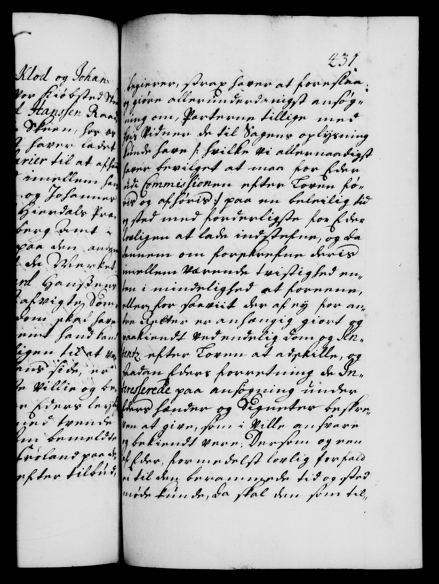 Danske Kanselli 1572-1799, AV/RA-EA-3023/F/Fc/Fca/Fcab/L0016: Norske tegnelser, 1699-1703, s. 431a