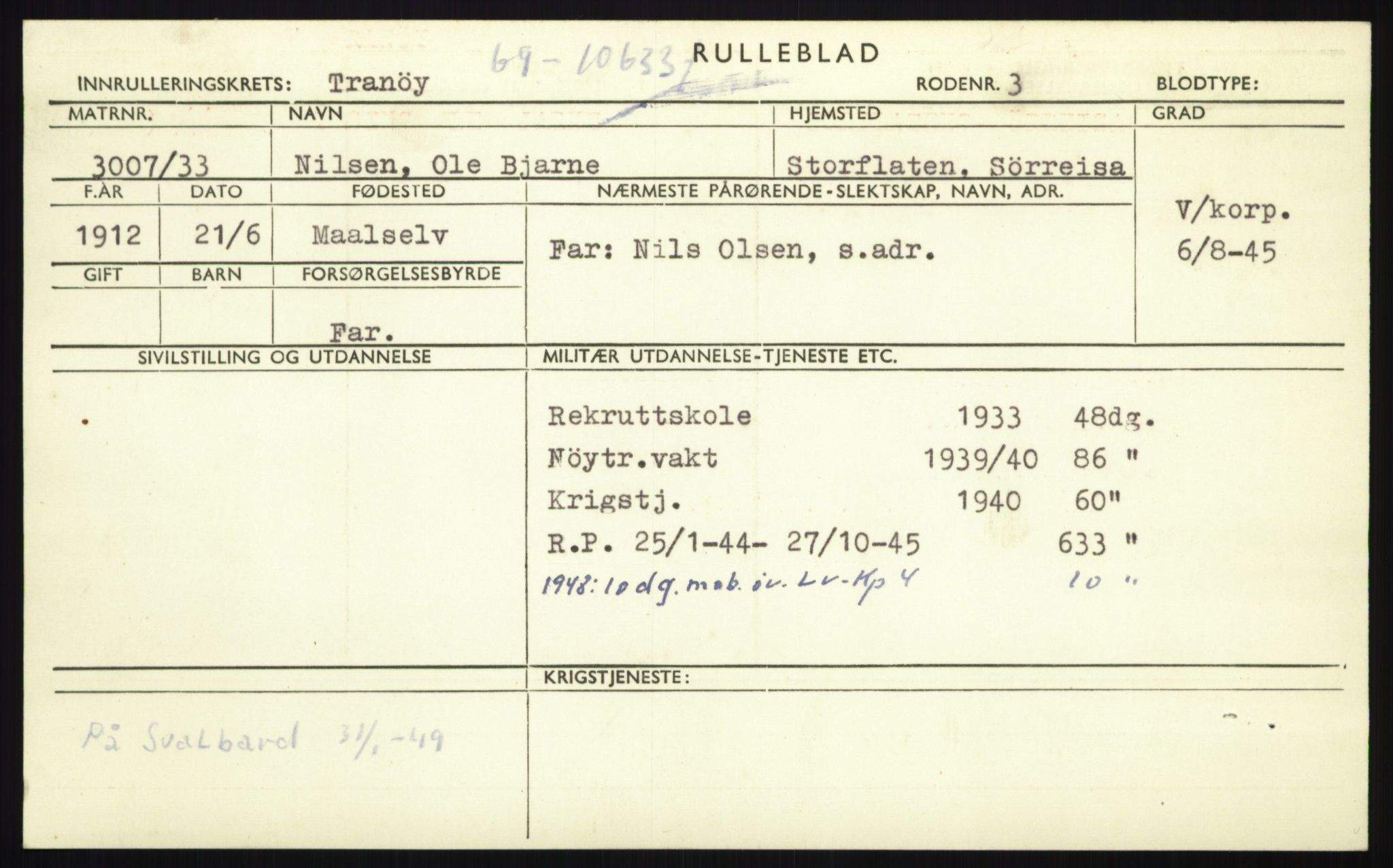 Forsvaret, Troms infanteriregiment nr. 16, AV/RA-RAFA-3146/P/Pa/L0017: Rulleblad for regimentets menige mannskaper, årsklasse 1933, 1933, s. 899