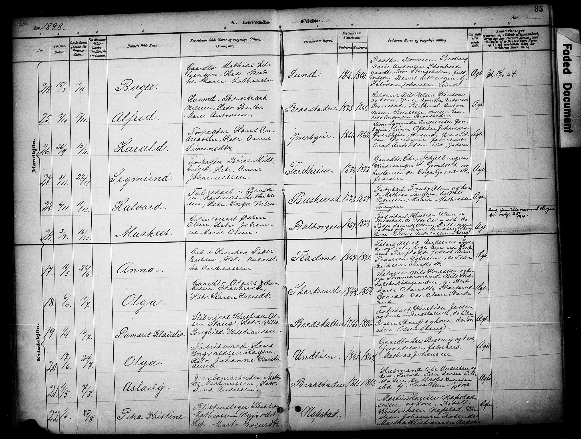 Vardal prestekontor, AV/SAH-PREST-100/H/Ha/Haa/L0012: Ministerialbok nr. 12, 1893-1904, s. 35