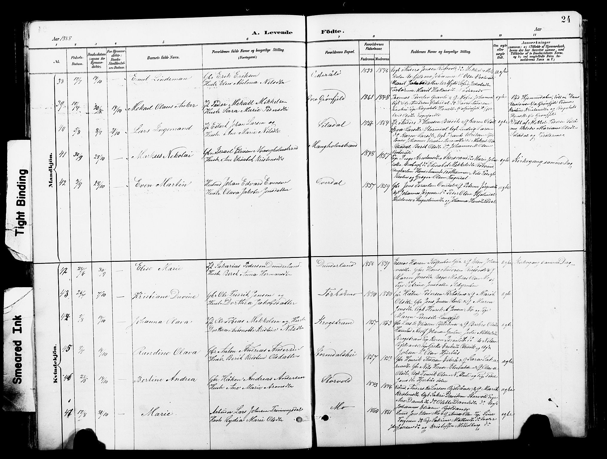 Ministerialprotokoller, klokkerbøker og fødselsregistre - Nordland, SAT/A-1459/827/L0421: Klokkerbok nr. 827C10, 1887-1906, s. 24