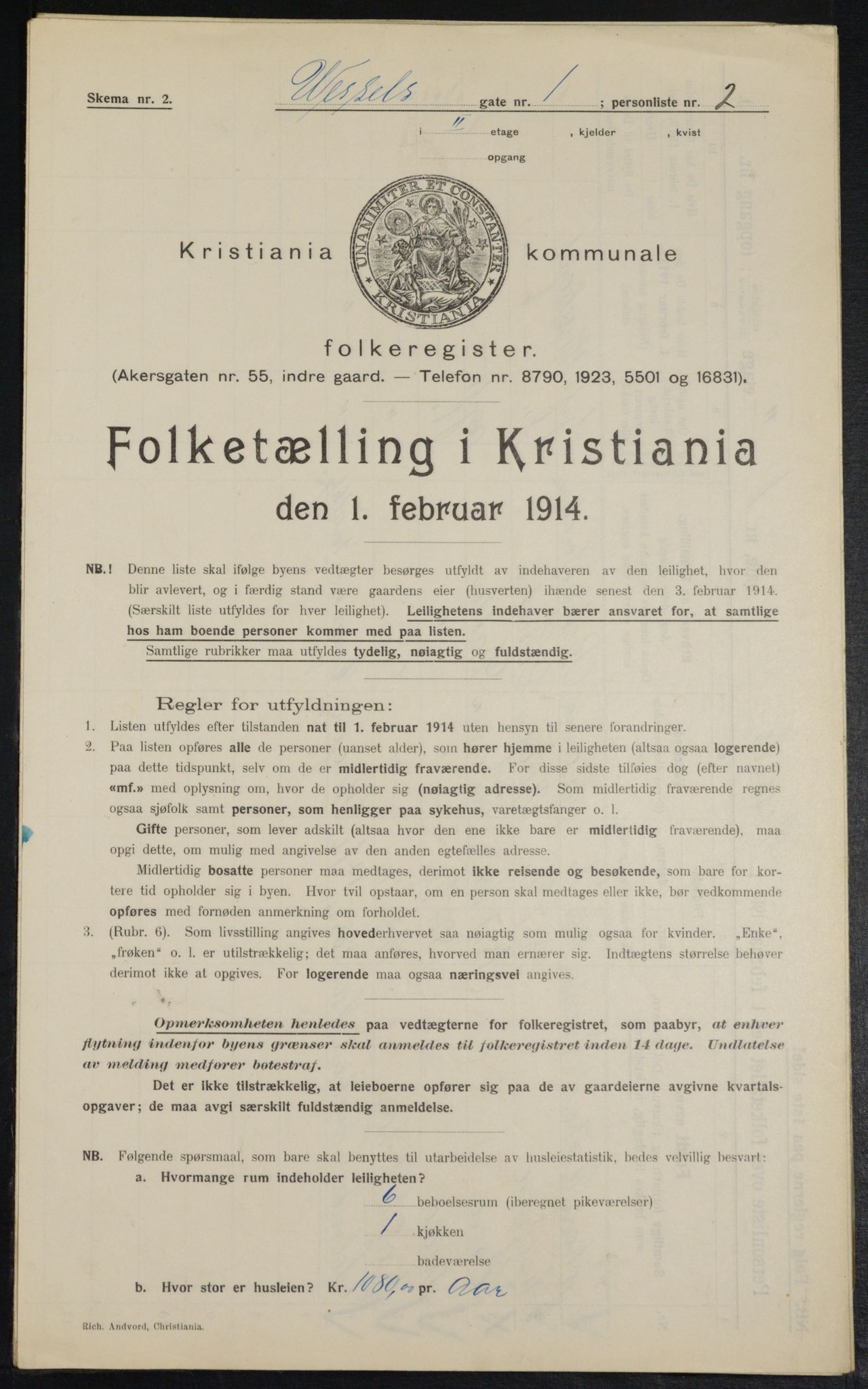 OBA, Kommunal folketelling 1.2.1914 for Kristiania, 1914, s. 128921