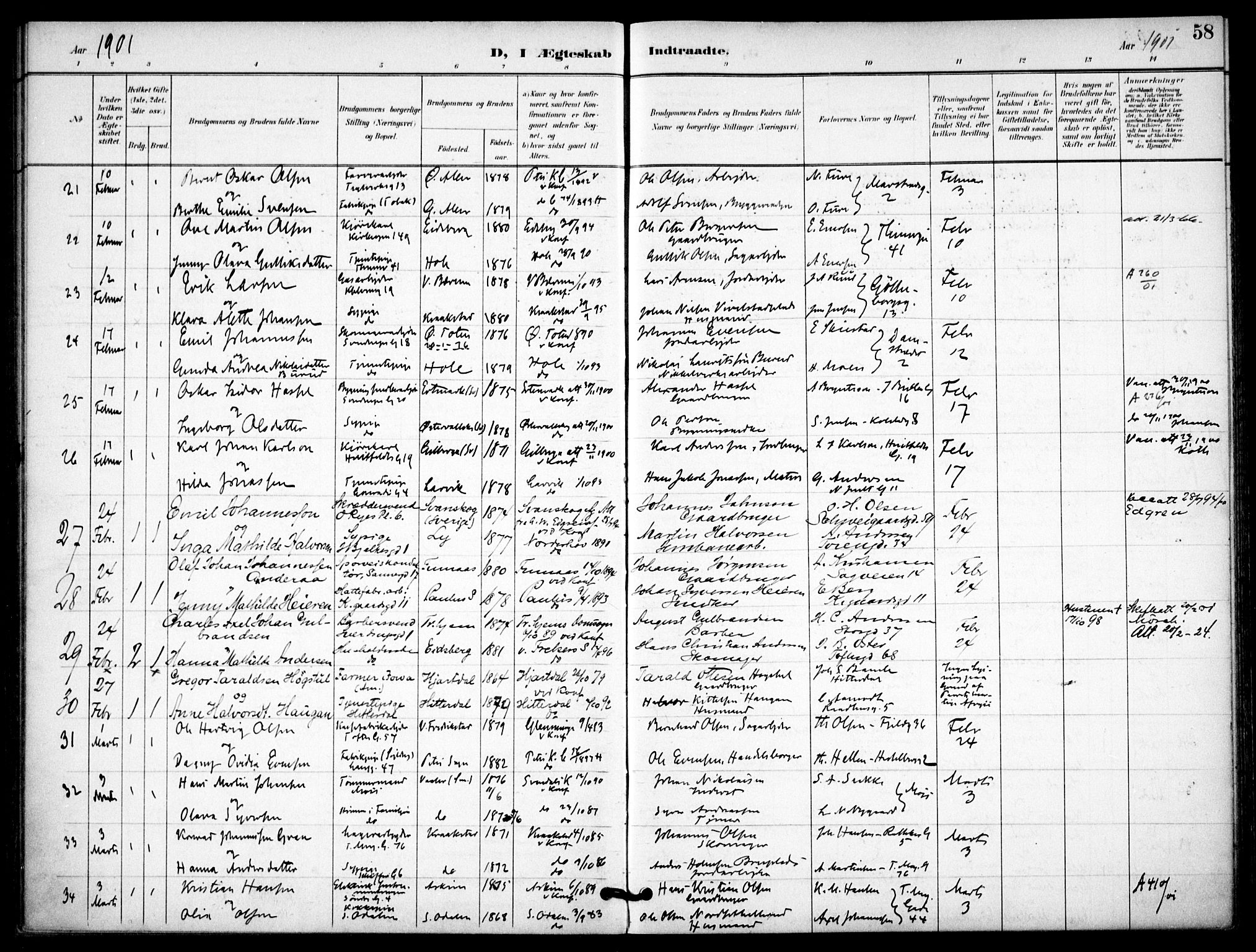 Petrus prestekontor Kirkebøker, AV/SAO-A-10872/F/Fa/L0009: Ministerialbok nr. 9, 1897-1911, s. 58