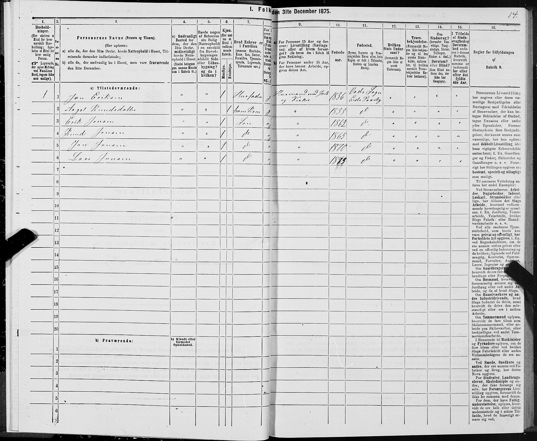 SAT, Folketelling 1875 for 1538P Eid prestegjeld, 1875, s. 1014