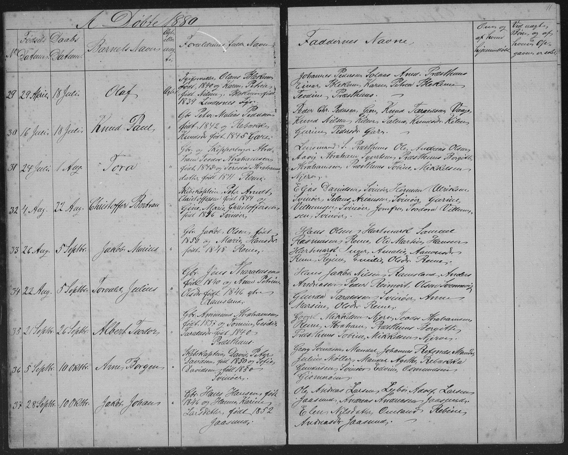Sør-Audnedal sokneprestkontor, AV/SAK-1111-0039/F/Fb/Fba/L0003: Klokkerbok nr. B 3, 1879-1893, s. 11