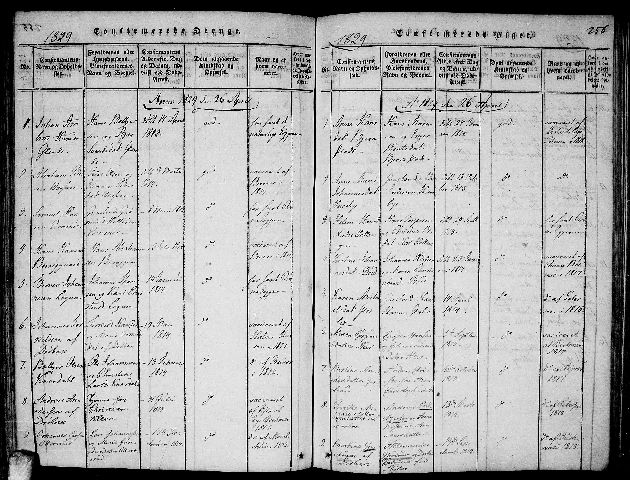 Drøbak prestekontor Kirkebøker, SAO/A-10142a/F/Fa/L0001: Ministerialbok nr. I 1, 1816-1842, s. 256