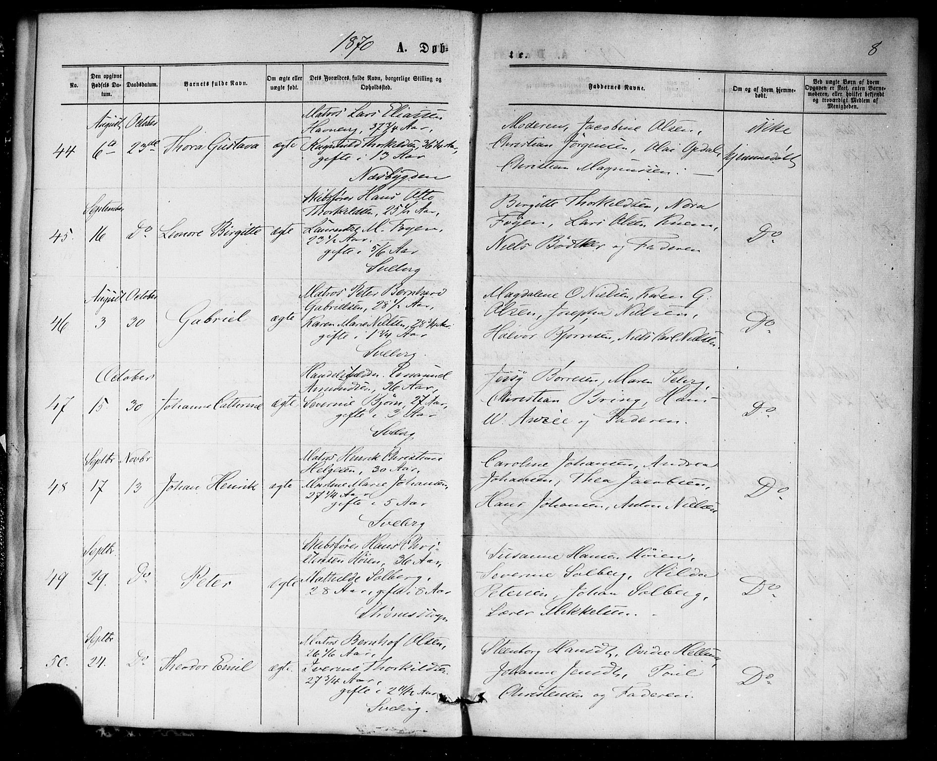 Strømm kirkebøker, AV/SAKO-A-322/F/Fa/L0002: Ministerialbok nr. I 2, 1870-1877, s. 8