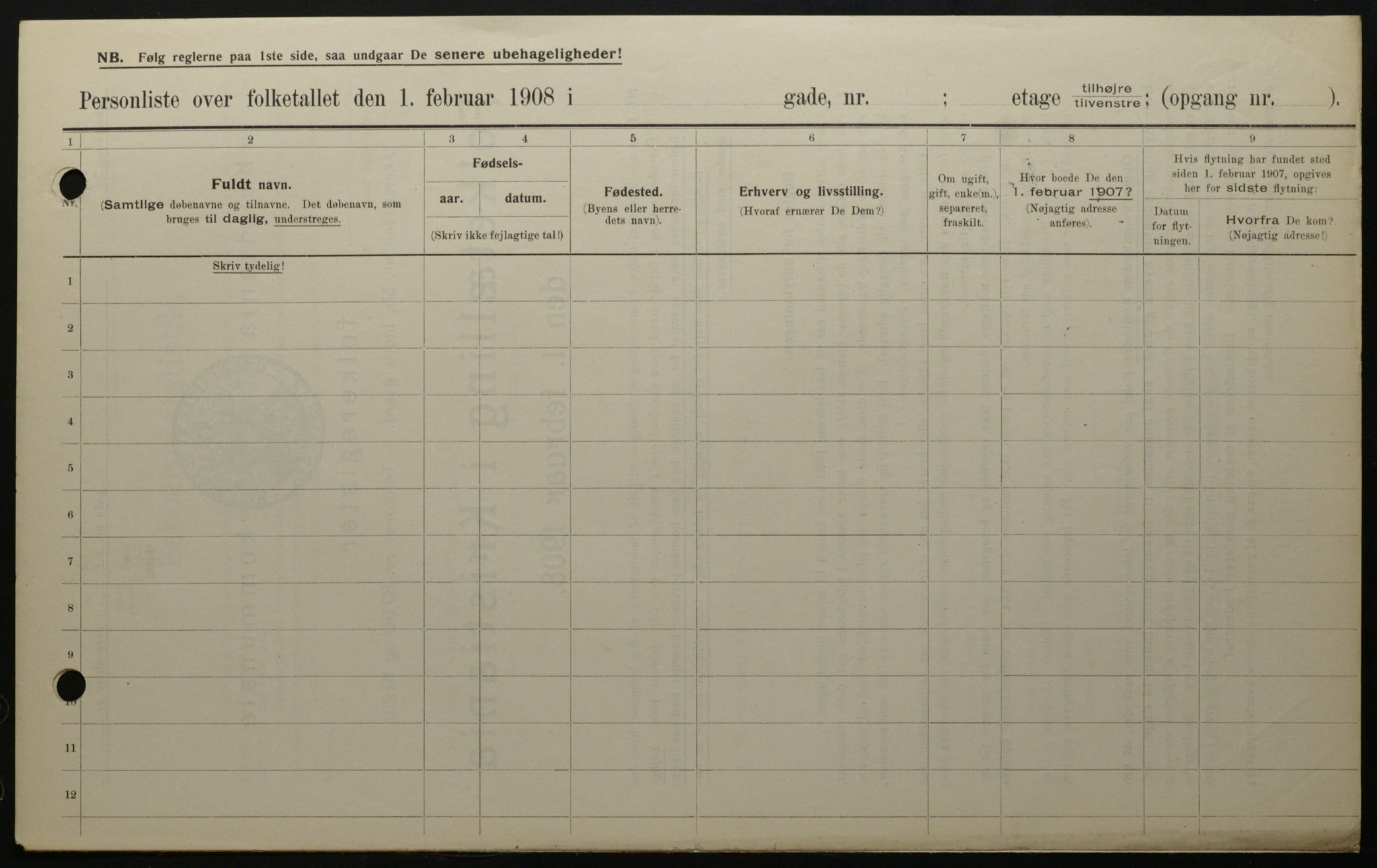 OBA, Kommunal folketelling 1.2.1908 for Kristiania kjøpstad, 1908, s. 115480