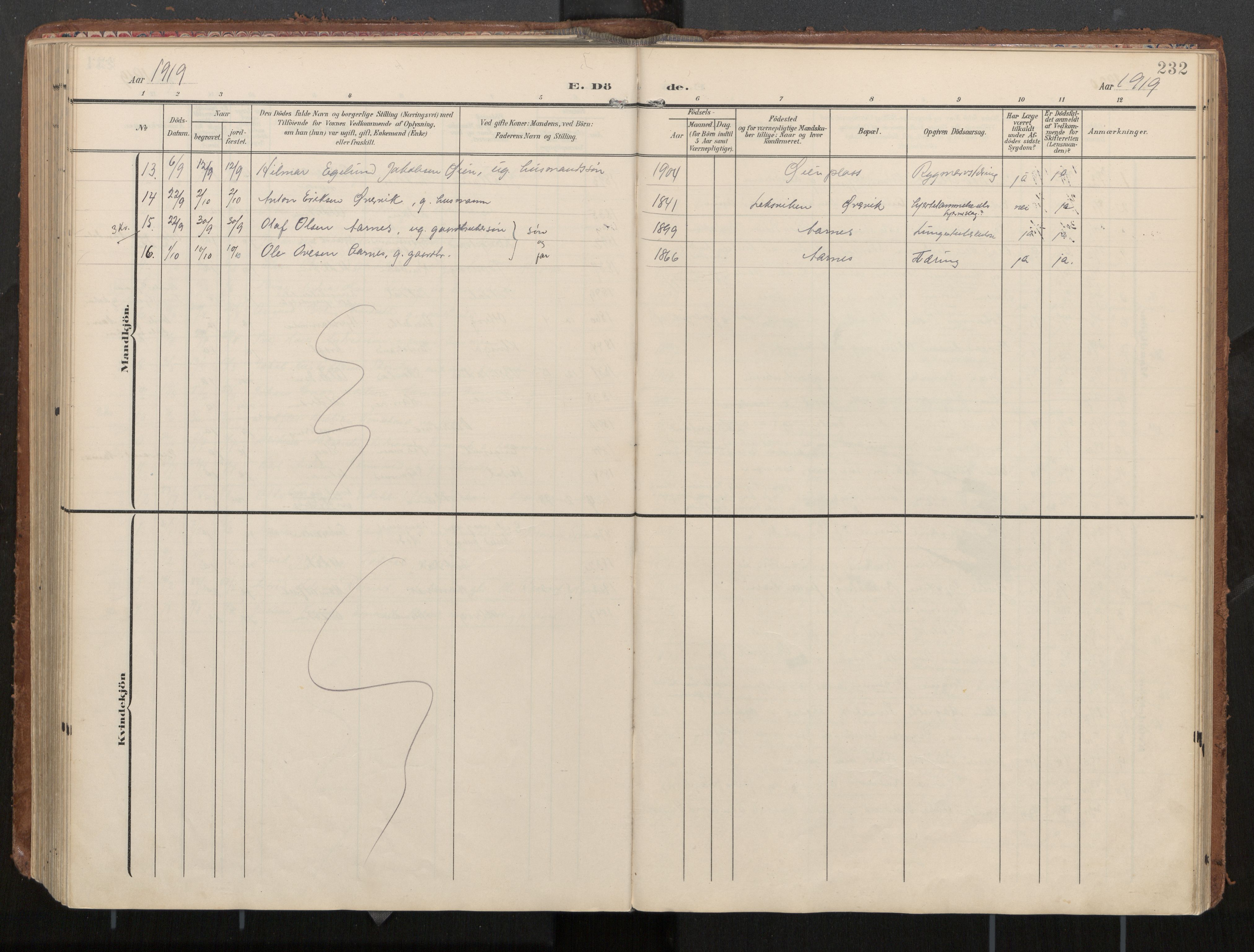 Ministerialprotokoller, klokkerbøker og fødselsregistre - Nord-Trøndelag, AV/SAT-A-1458/774/L0629: Ministerialbok, 1904-1926, s. 232