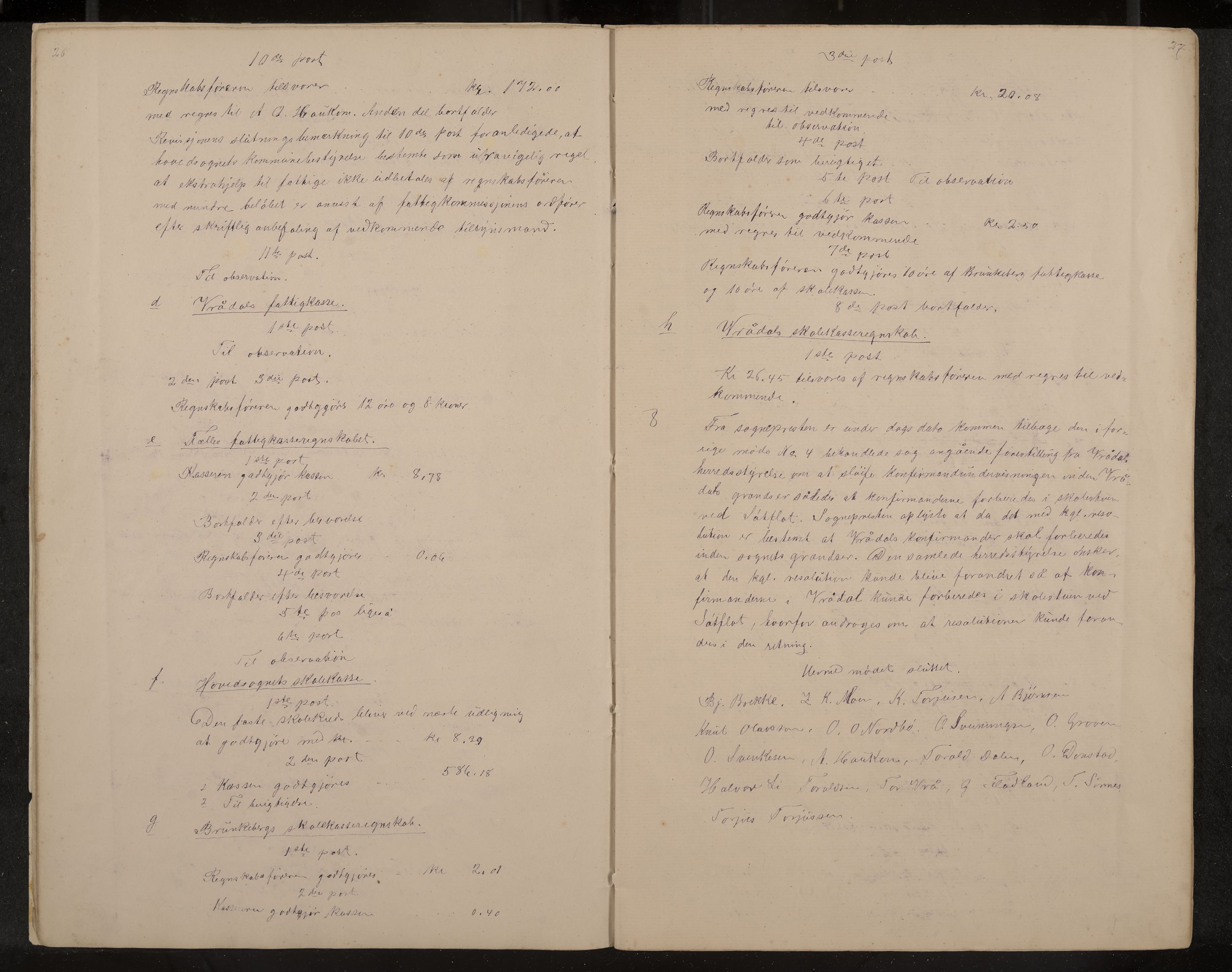Kviteseid formannskap og sentraladministrasjon, IKAK/0829021/A/Aa/L0041: Utskrift av møtebok, 1882-1884, s. 26-27