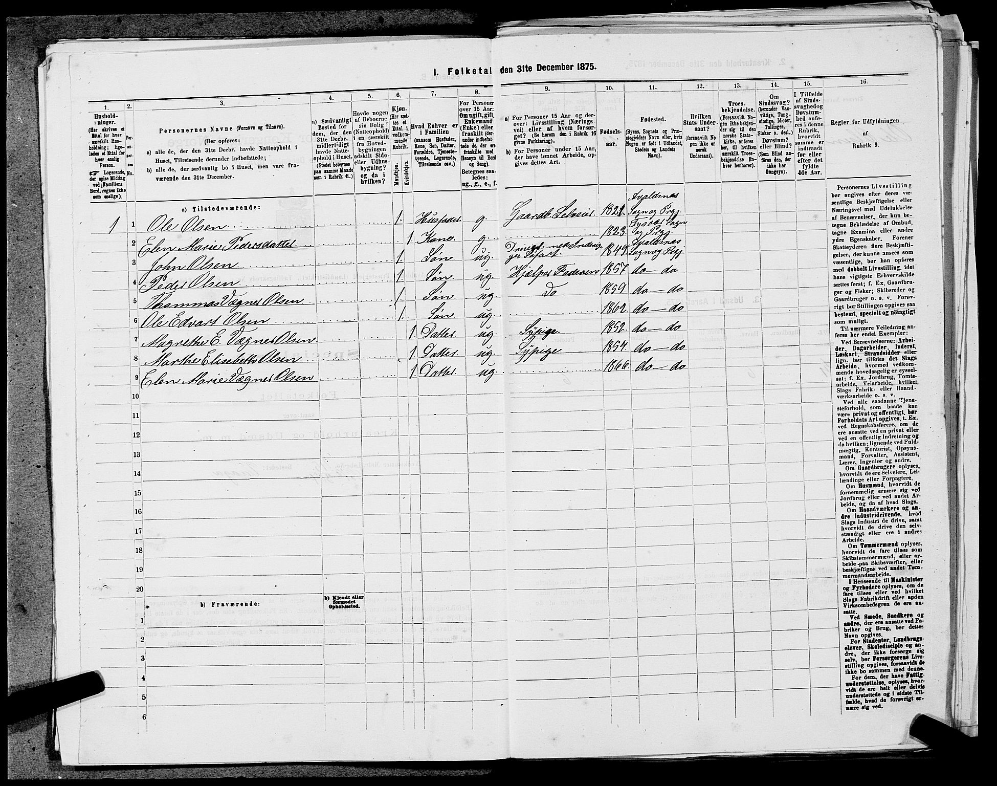 SAST, Folketelling 1875 for 1147L Avaldsnes prestegjeld, Avaldsnes sokn og Kopervik landsokn, 1875, s. 1303