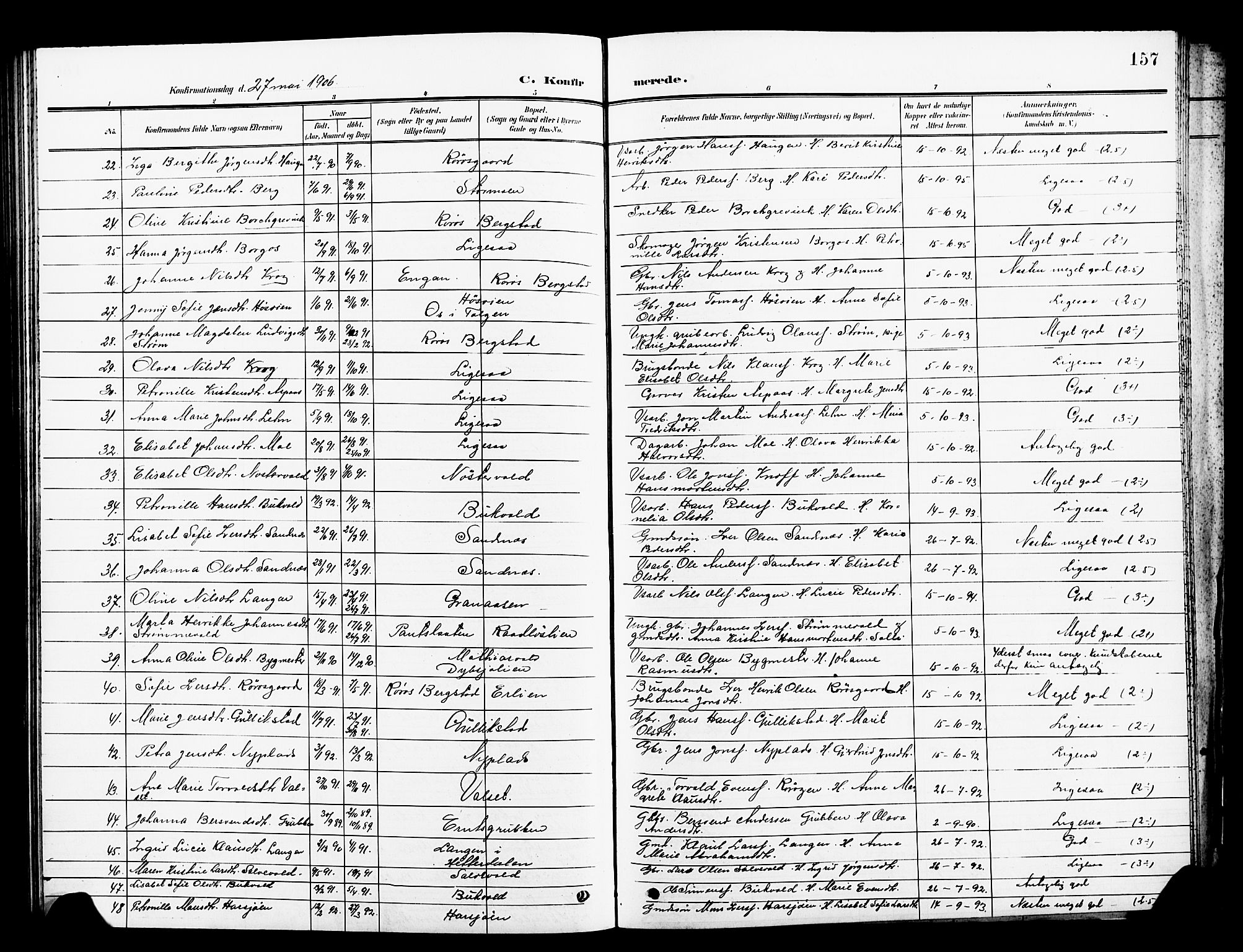 Ministerialprotokoller, klokkerbøker og fødselsregistre - Sør-Trøndelag, AV/SAT-A-1456/681/L0942: Klokkerbok nr. 681C06, 1906-1925, s. 157