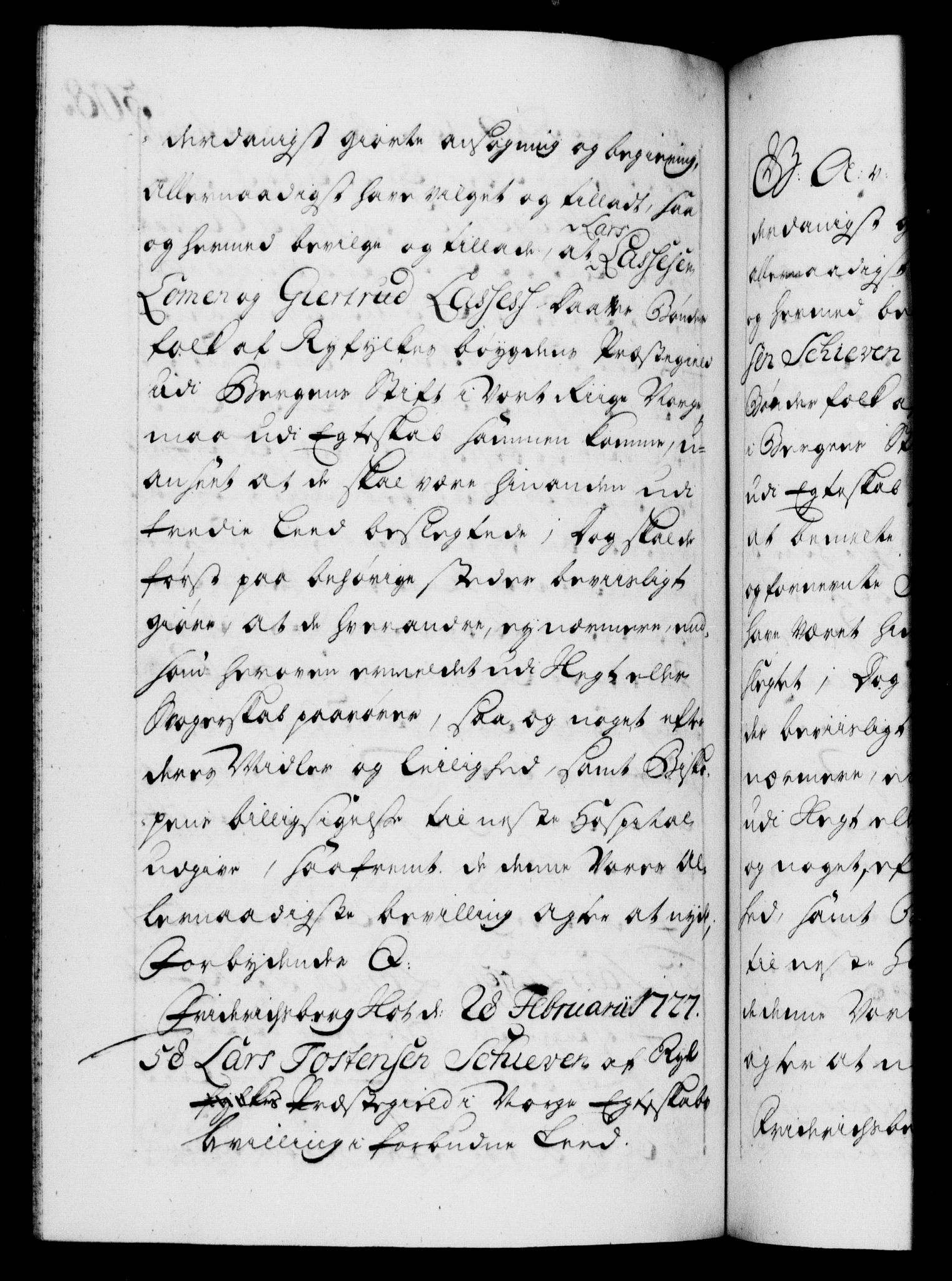 Danske Kanselli 1572-1799, RA/EA-3023/F/Fc/Fca/Fcaa/L0025: Norske registre, 1726-1728, s. 308b
