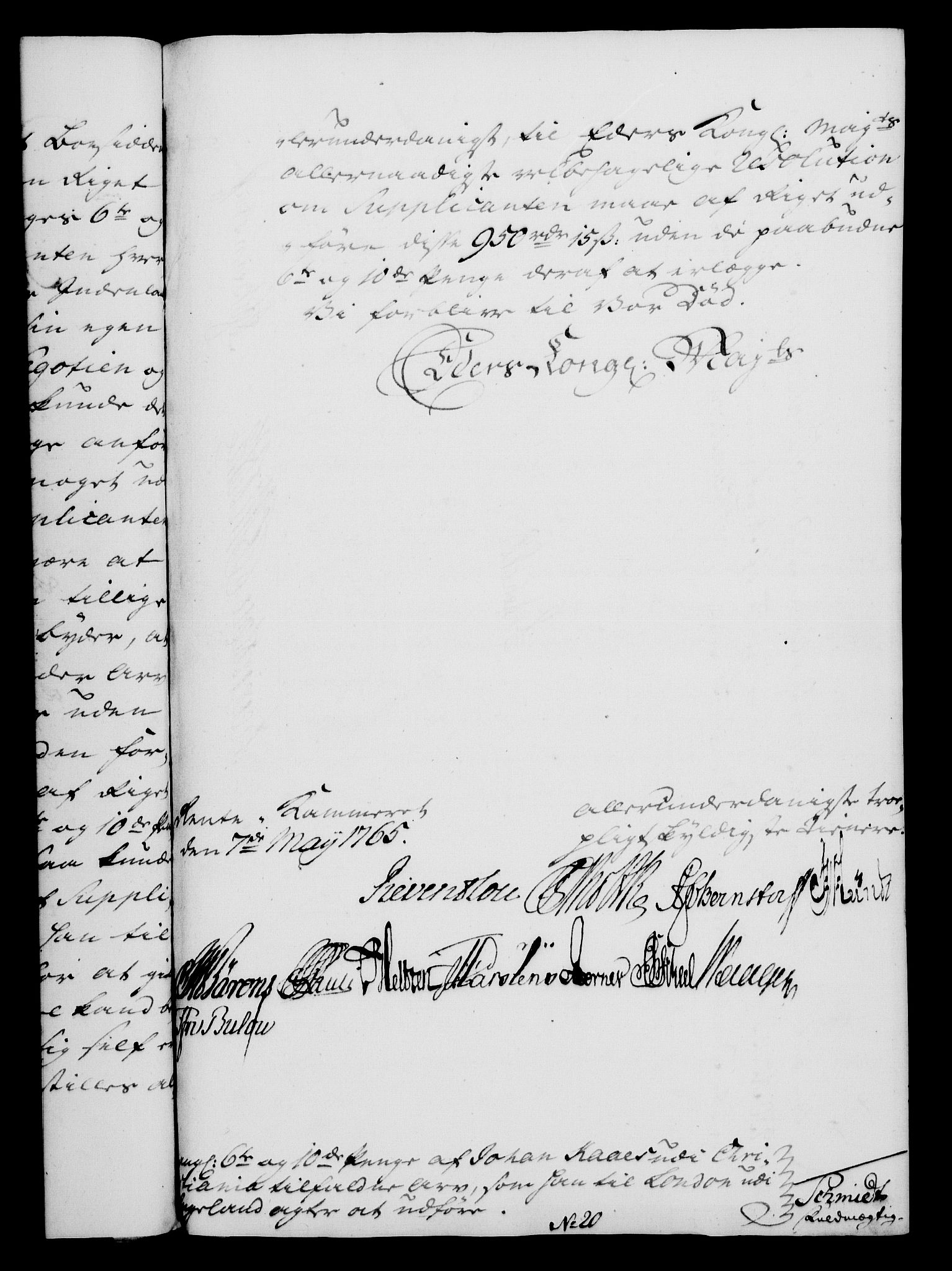 Rentekammeret, Kammerkanselliet, RA/EA-3111/G/Gf/Gfa/L0047: Norsk relasjons- og resolusjonsprotokoll (merket RK 52.47), 1765, s. 204