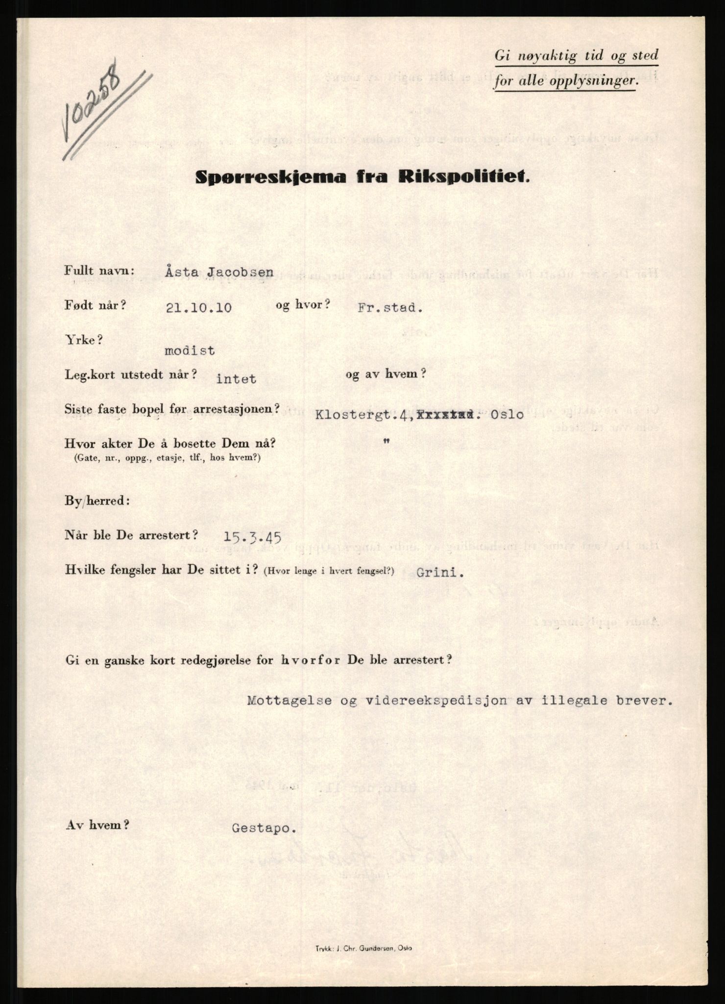 Rikspolitisjefen, AV/RA-S-1560/L/L0008: Jaffe, Bernhard - Karset, Helge Hafsahl, 1940-1945, s. 151