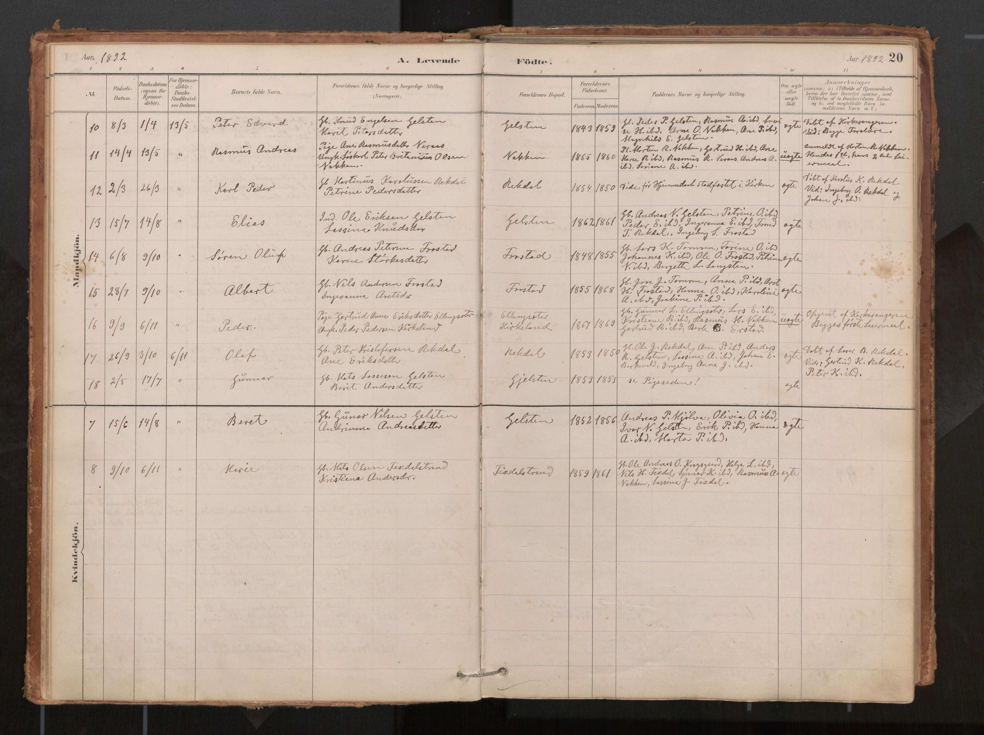 Ministerialprotokoller, klokkerbøker og fødselsregistre - Møre og Romsdal, SAT/A-1454/540/L0540a: Ministerialbok nr. 540A02, 1884-1908, s. 20