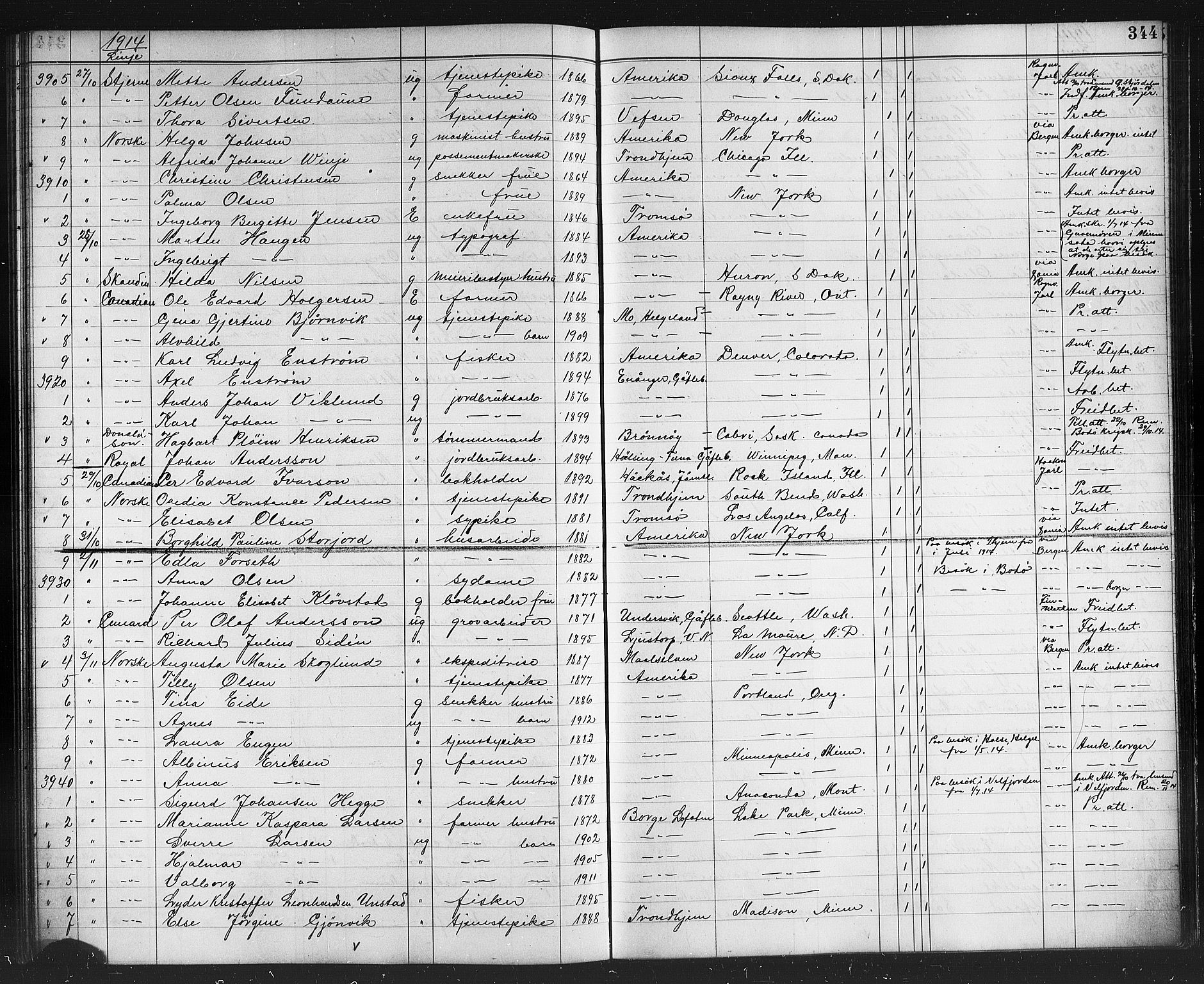 Trondheim politikammer, AV/SAT-A-1887/1/32/L0015: Emigrantprotokoll XIV, 1911-1916, s. 344