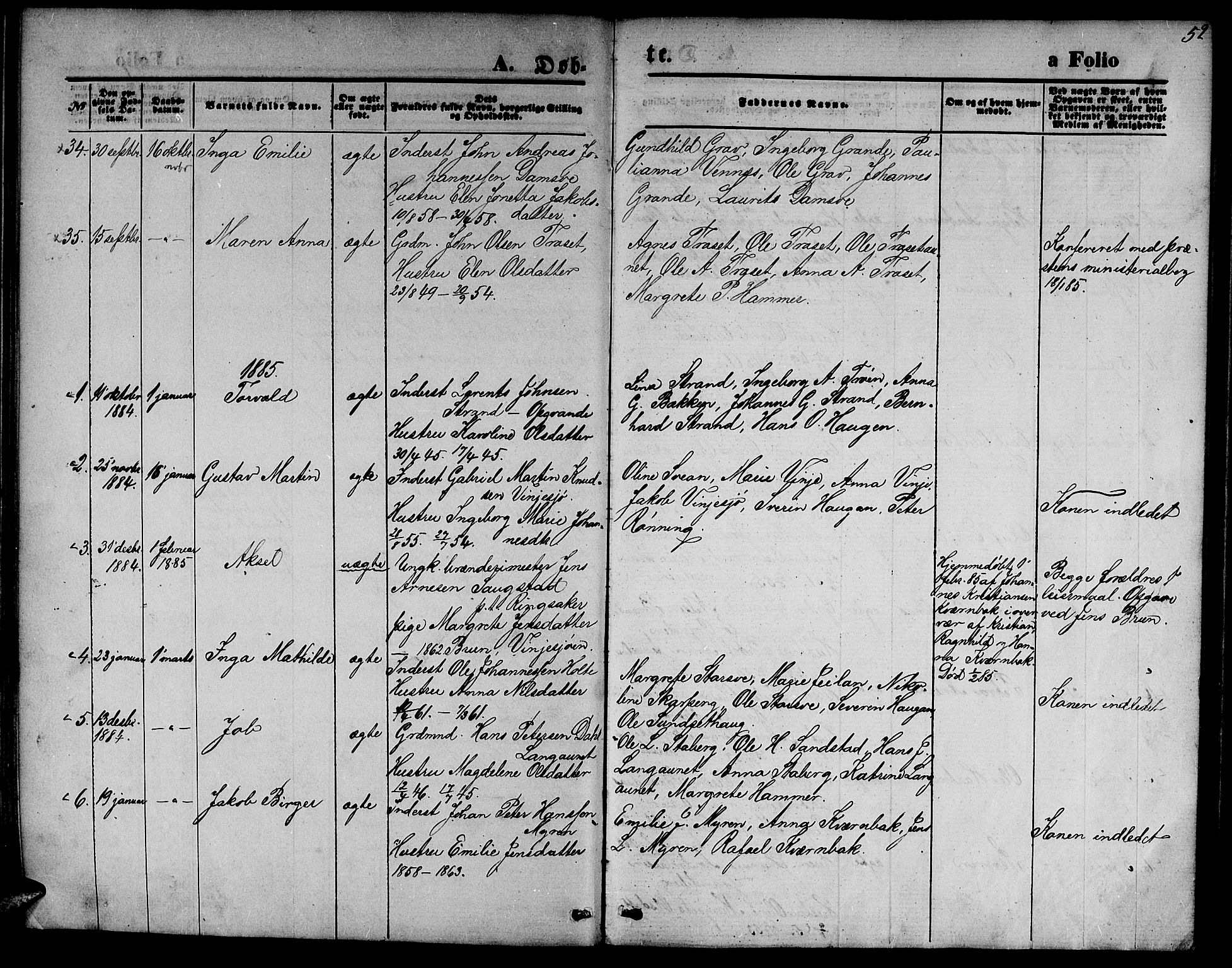 Ministerialprotokoller, klokkerbøker og fødselsregistre - Nord-Trøndelag, SAT/A-1458/733/L0326: Klokkerbok nr. 733C01, 1871-1887, s. 52