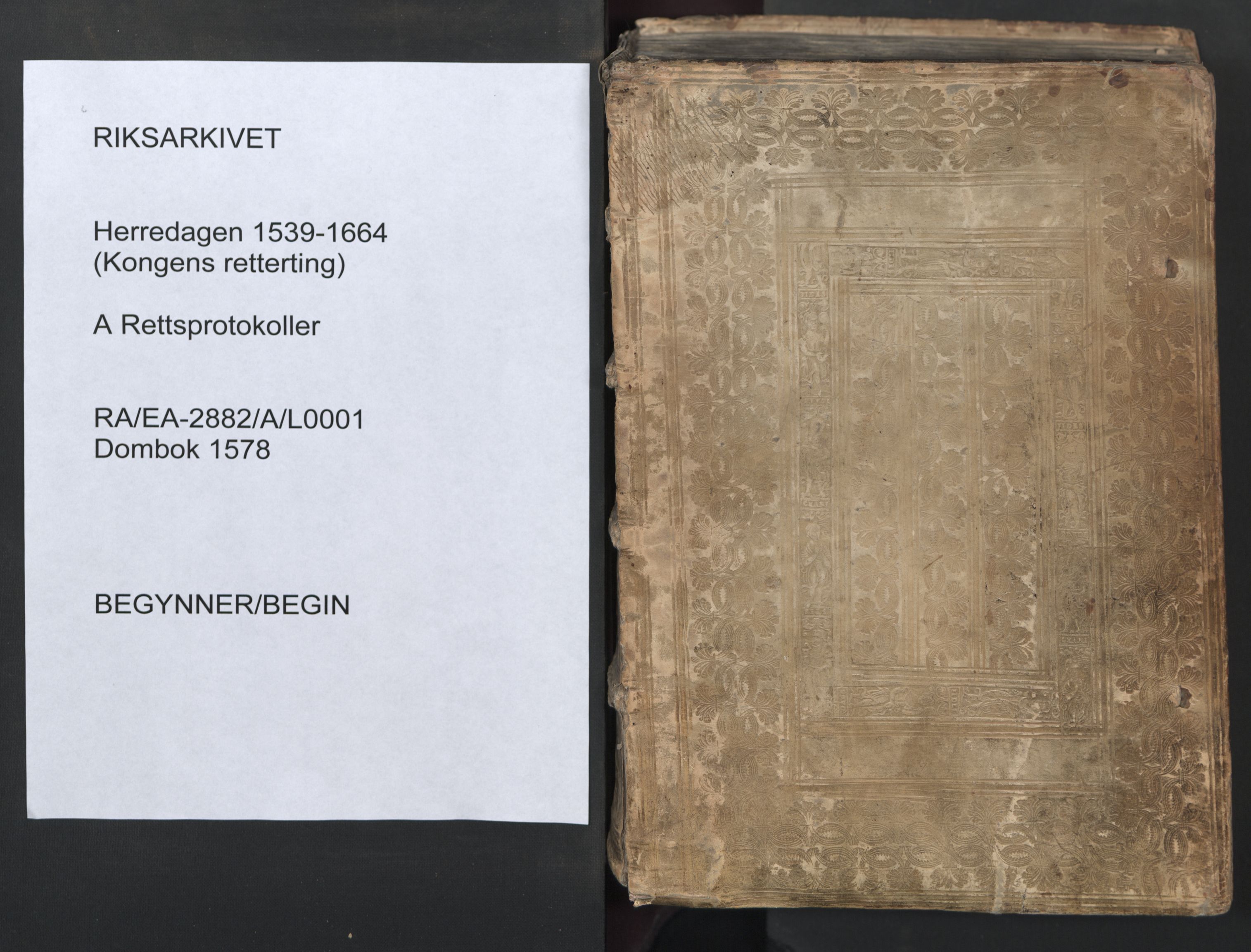 Herredagen 1539-1664  (Kongens Retterting), RA/EA-2882/A/L0001: Dombok, 1578