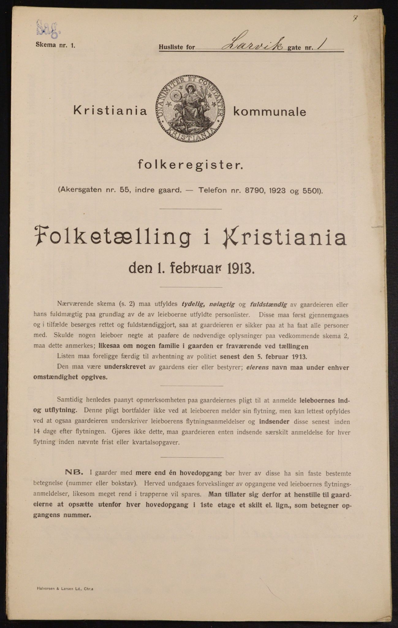 OBA, Kommunal folketelling 1.2.1913 for Kristiania, 1913, s. 56838