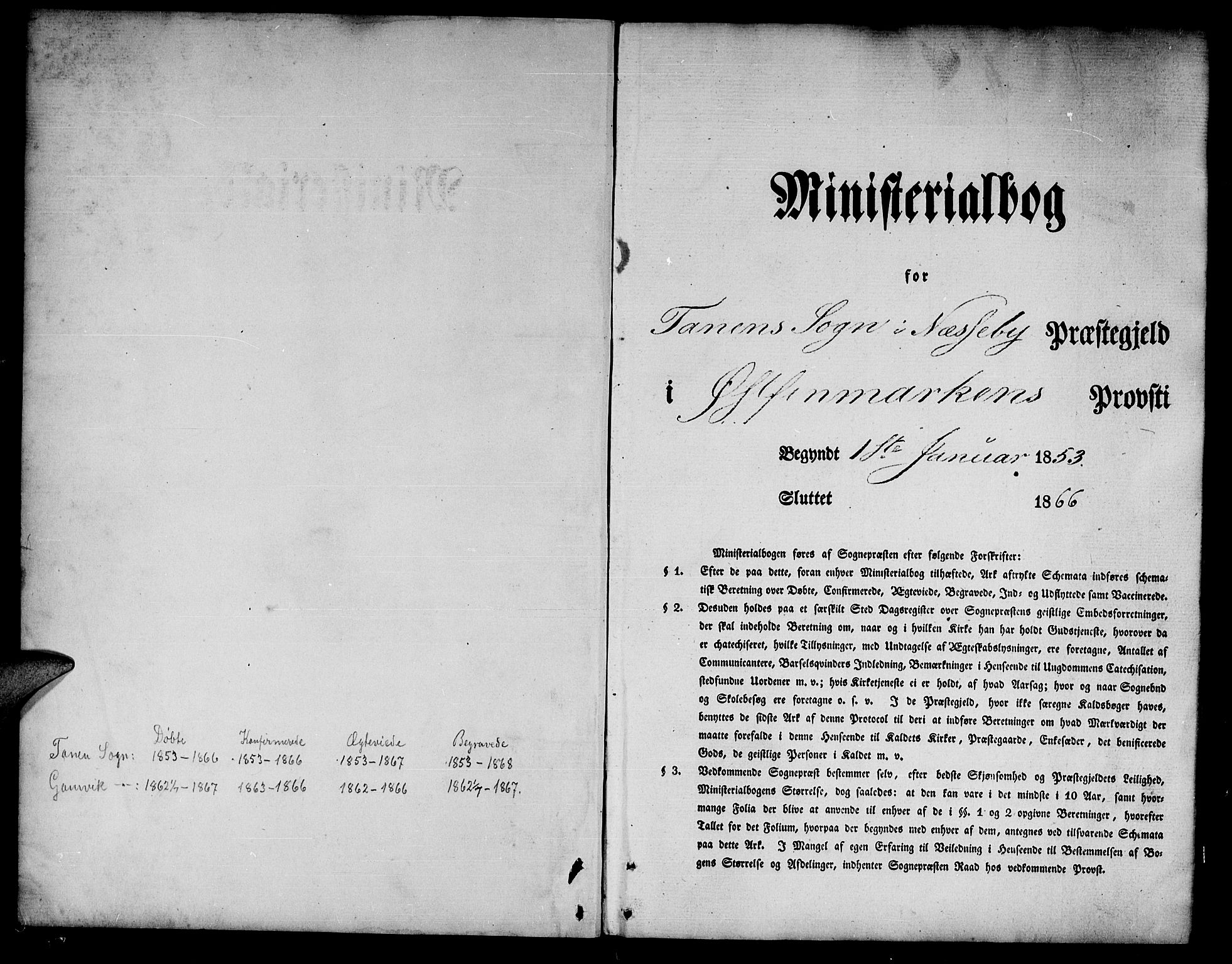 Tana sokneprestkontor, SATØ/S-1334/H/Hb/L0001klokker: Klokkerbok nr. 1 /2, 1862-1867