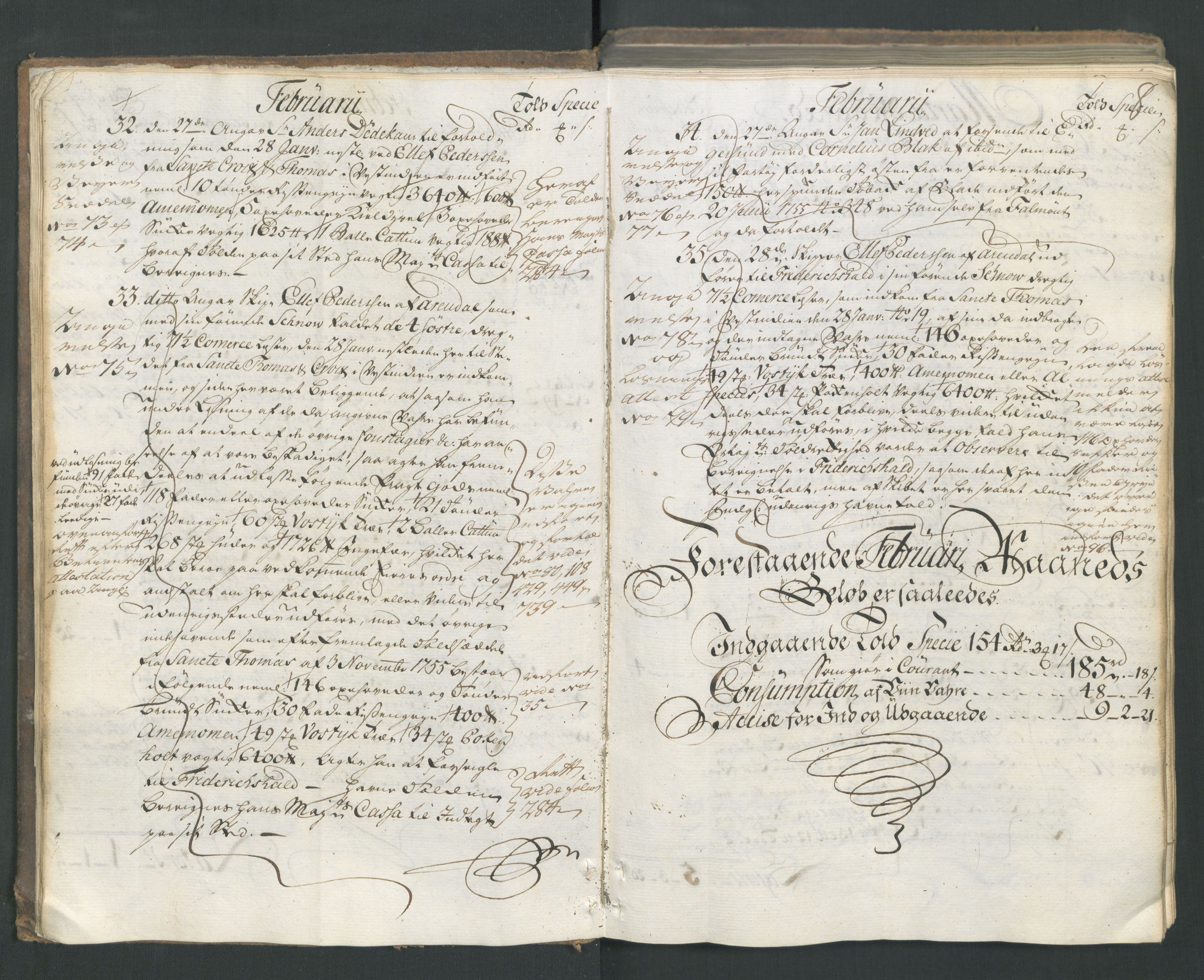 Generaltollkammeret, tollregnskaper, AV/RA-EA-5490/R15/L0029/0001: Tollregnskaper Arendal / Inngående hovedtollbok, 1756, s. 7b-8a