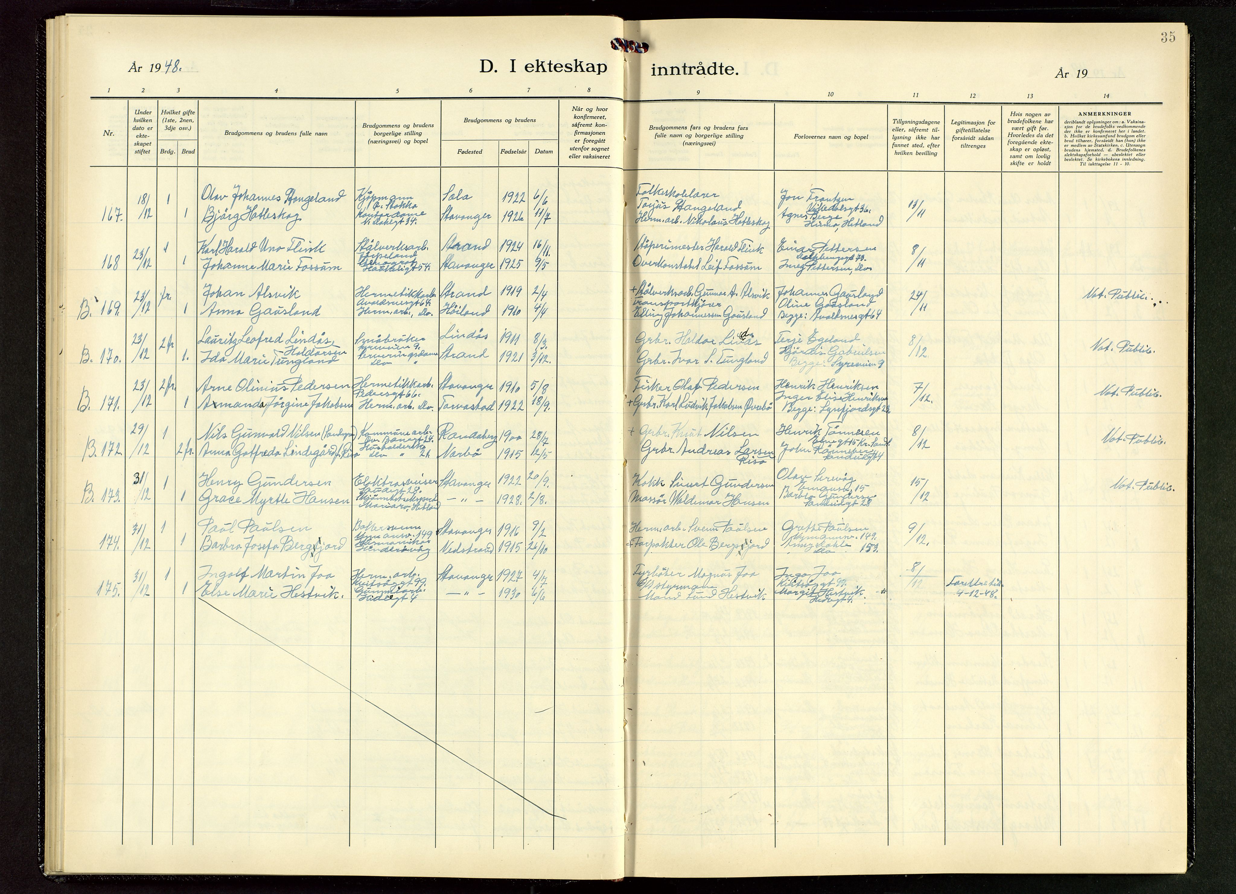 St. Johannes sokneprestkontor, AV/SAST-A-101814/001/30/30BB/L0011: Klokkerbok nr. B 11, 1946-1950, s. 35