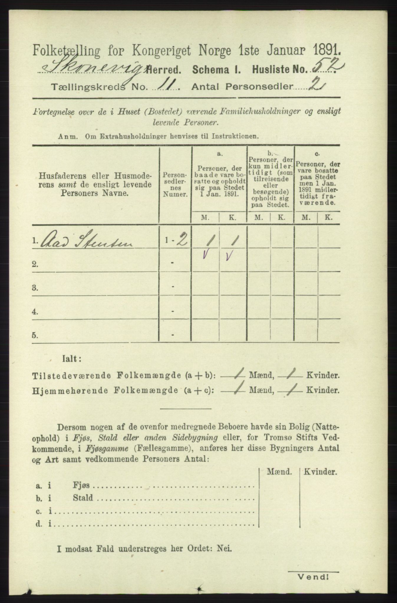 RA, Folketelling 1891 for 1212 Skånevik herred, 1891, s. 3303