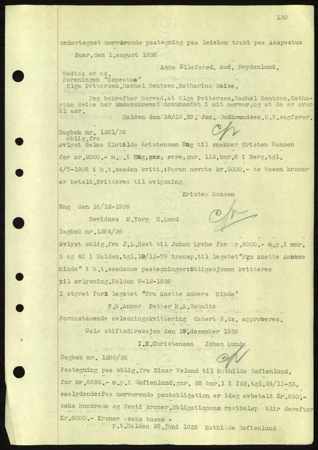 Idd og Marker sorenskriveri, AV/SAO-A-10283/G/Gb/Gbc/L0001: Pantebok nr. B1-3, 1936-1939, Dagboknr: 1281/1936