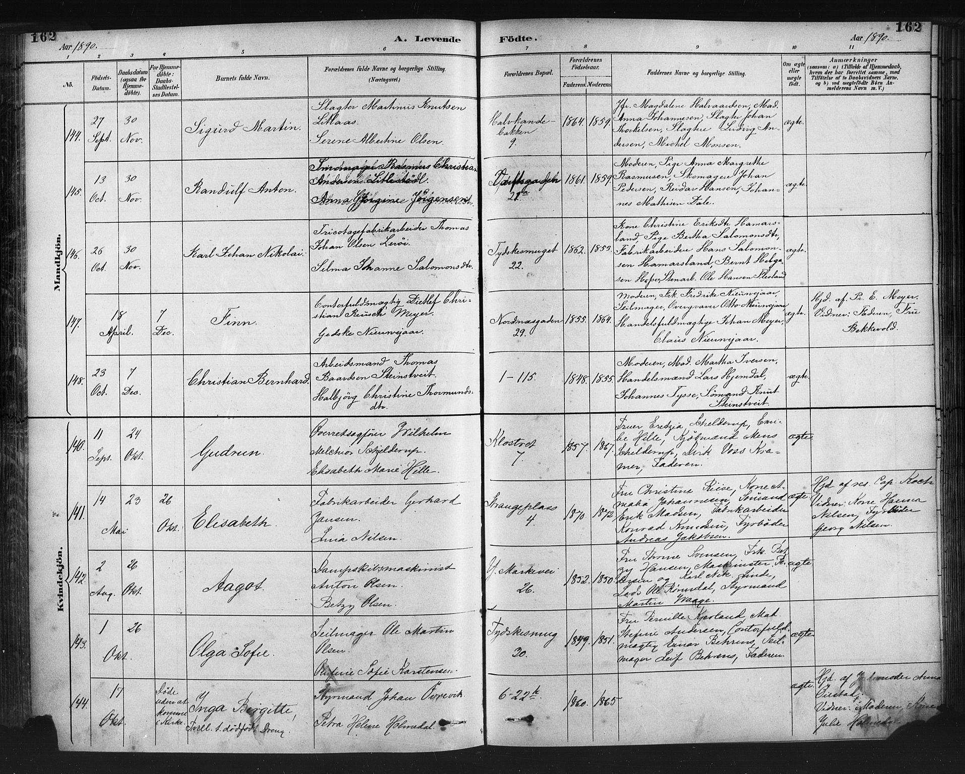 Nykirken Sokneprestembete, AV/SAB-A-77101/H/Haa: Ministerialbok nr. B 5, 1885-1894, s. 162